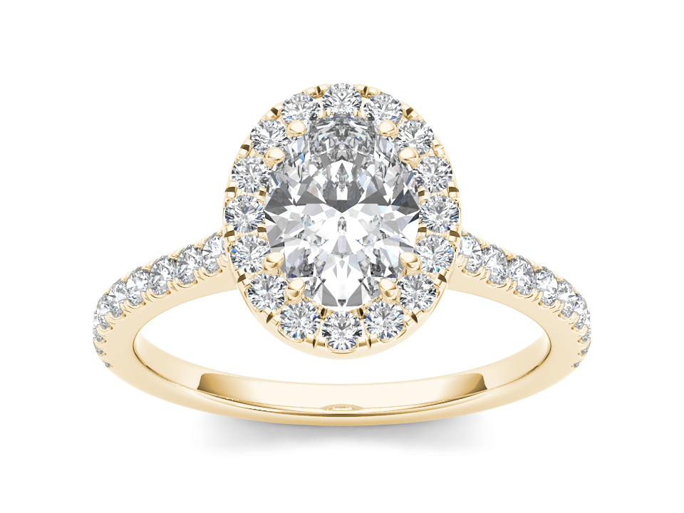 Oval Waterfall Halo 1.45ct Diamond Ring