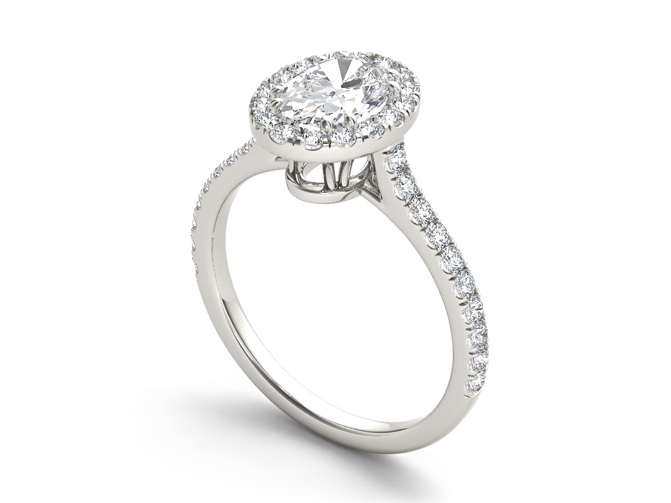Oval Waterfall Halo 1.45ct Diamond Ring