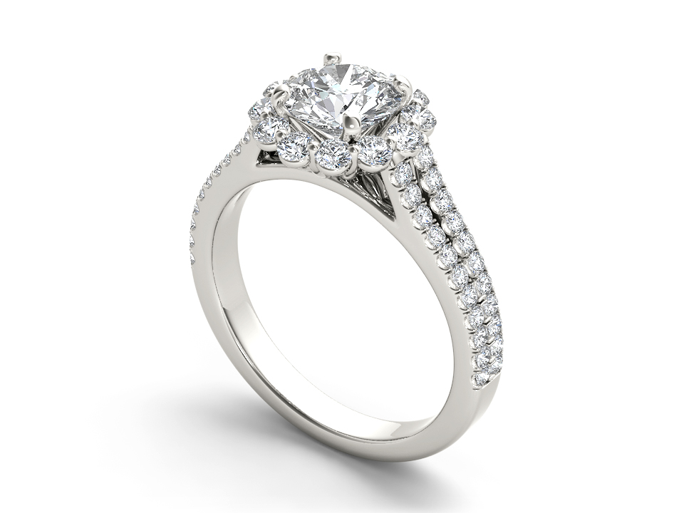 Lily Loop Halo Pave Round Cut Diamond Engagement Ring