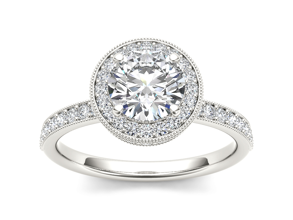 Lotus Lid Halo 1.54ct Diamond Wedding Stack Ring