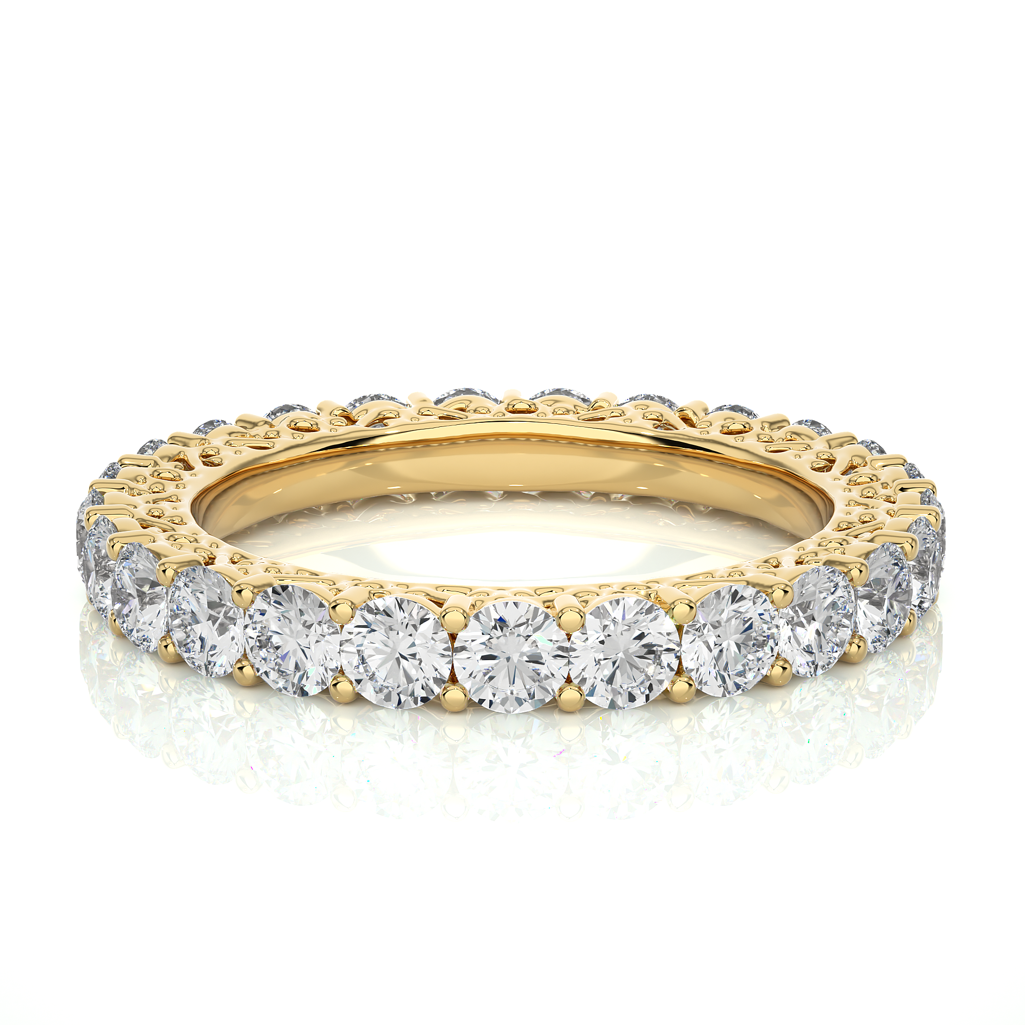 Round-Cut Lab Grown Diamond Eternity Ring with Filigree Detailing