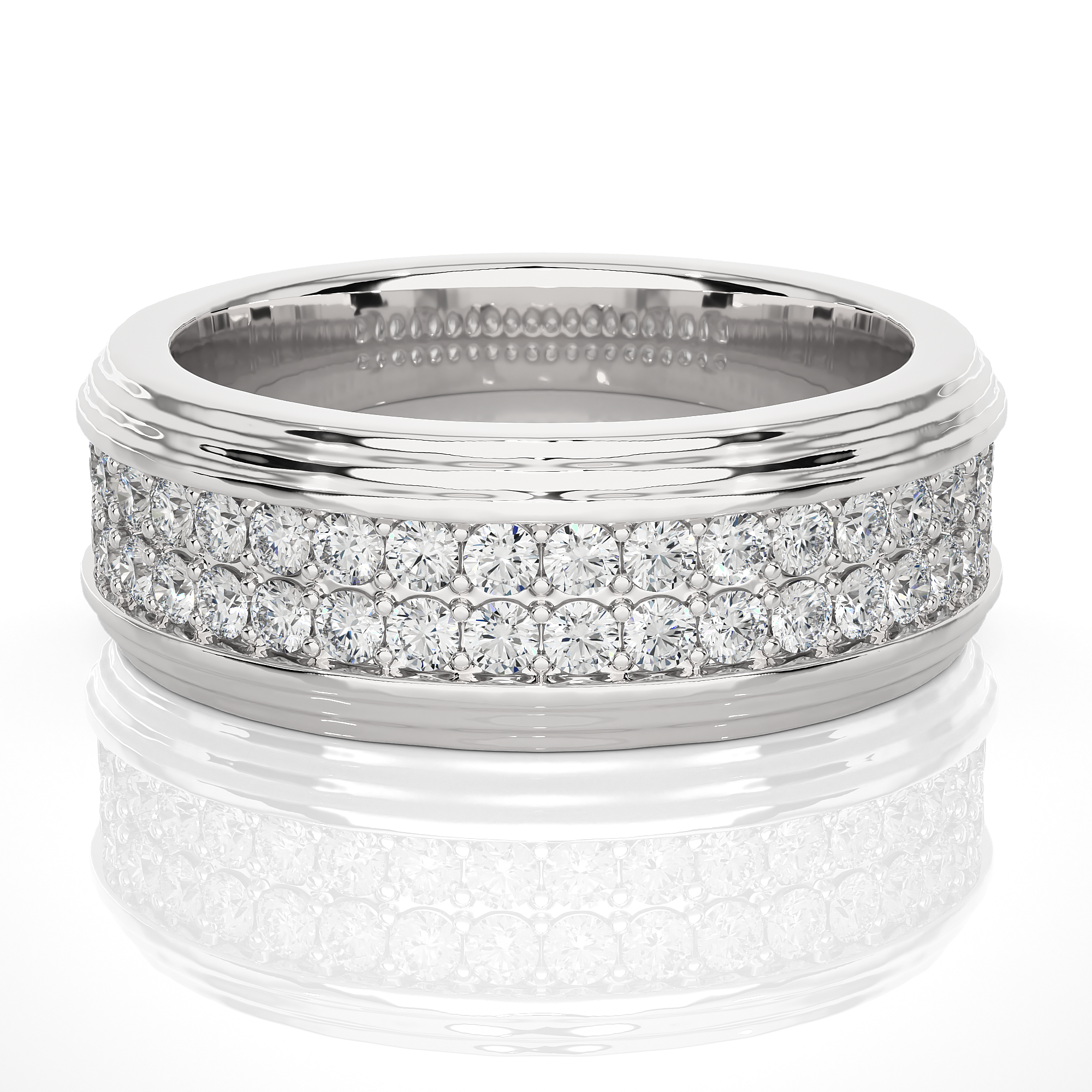 Triple Row Lab Grown Diamond Half Eternity Ring