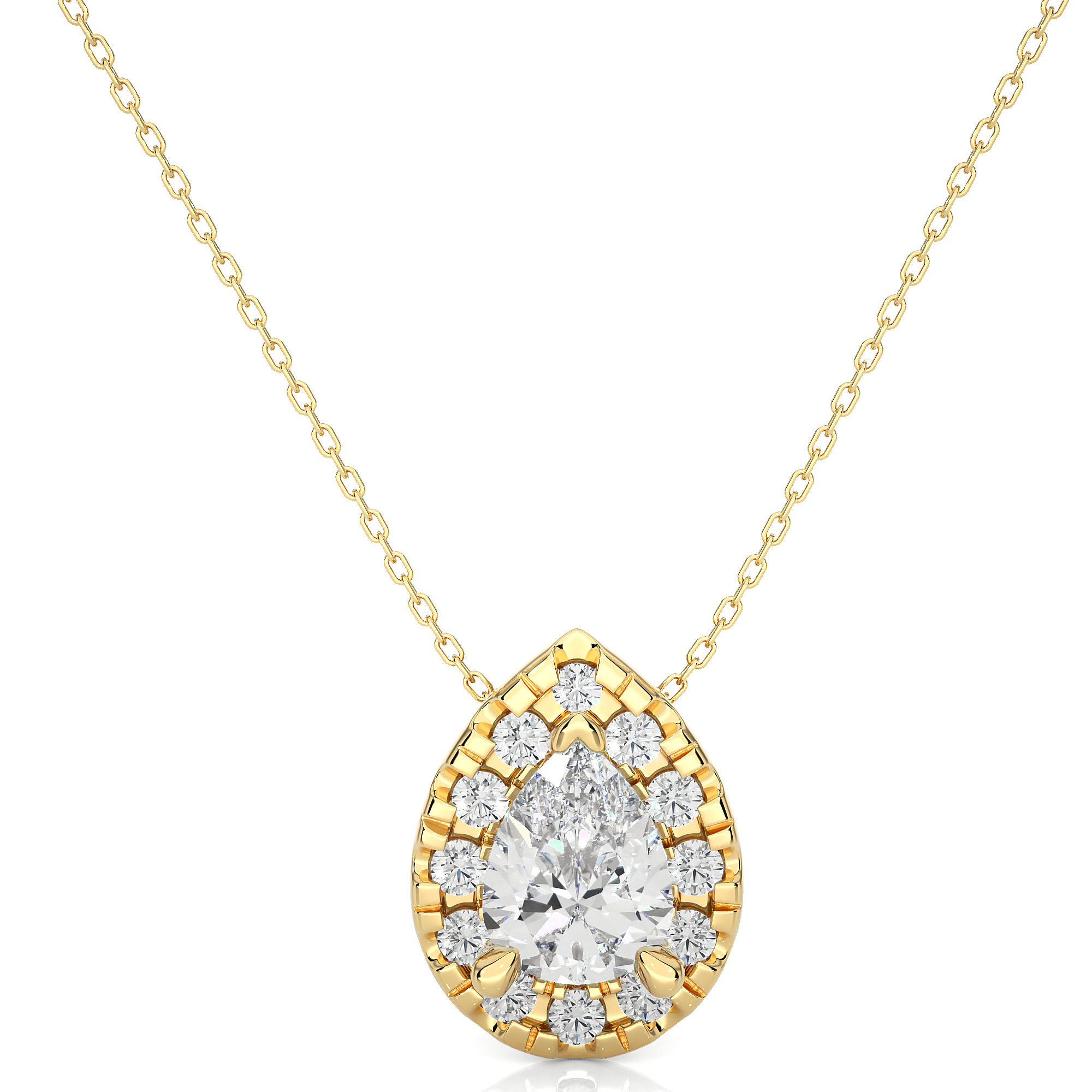 Pear-Shaped Halo Diamond Pendant