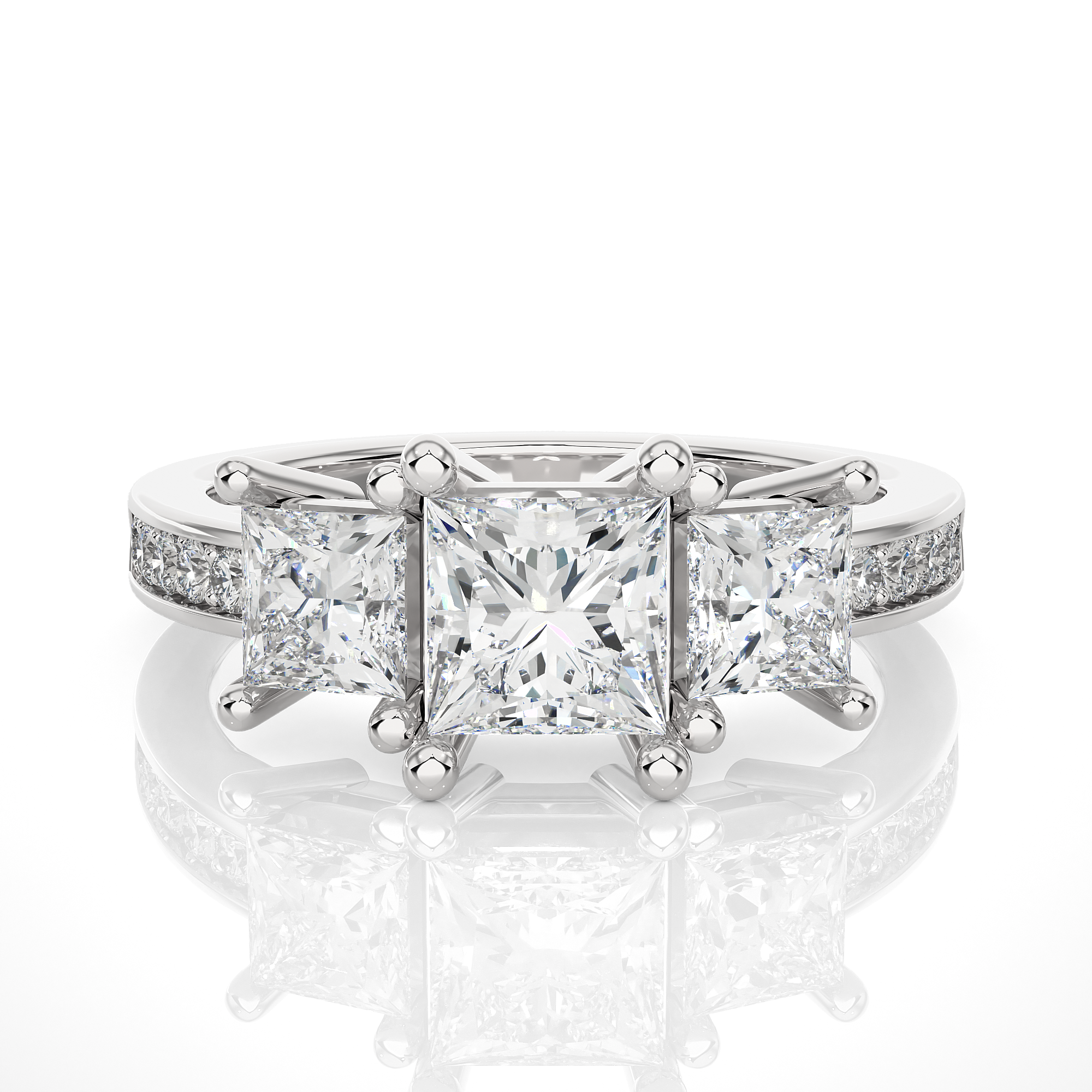 Three-Stone Princess Cut Diamond Engagement Ring