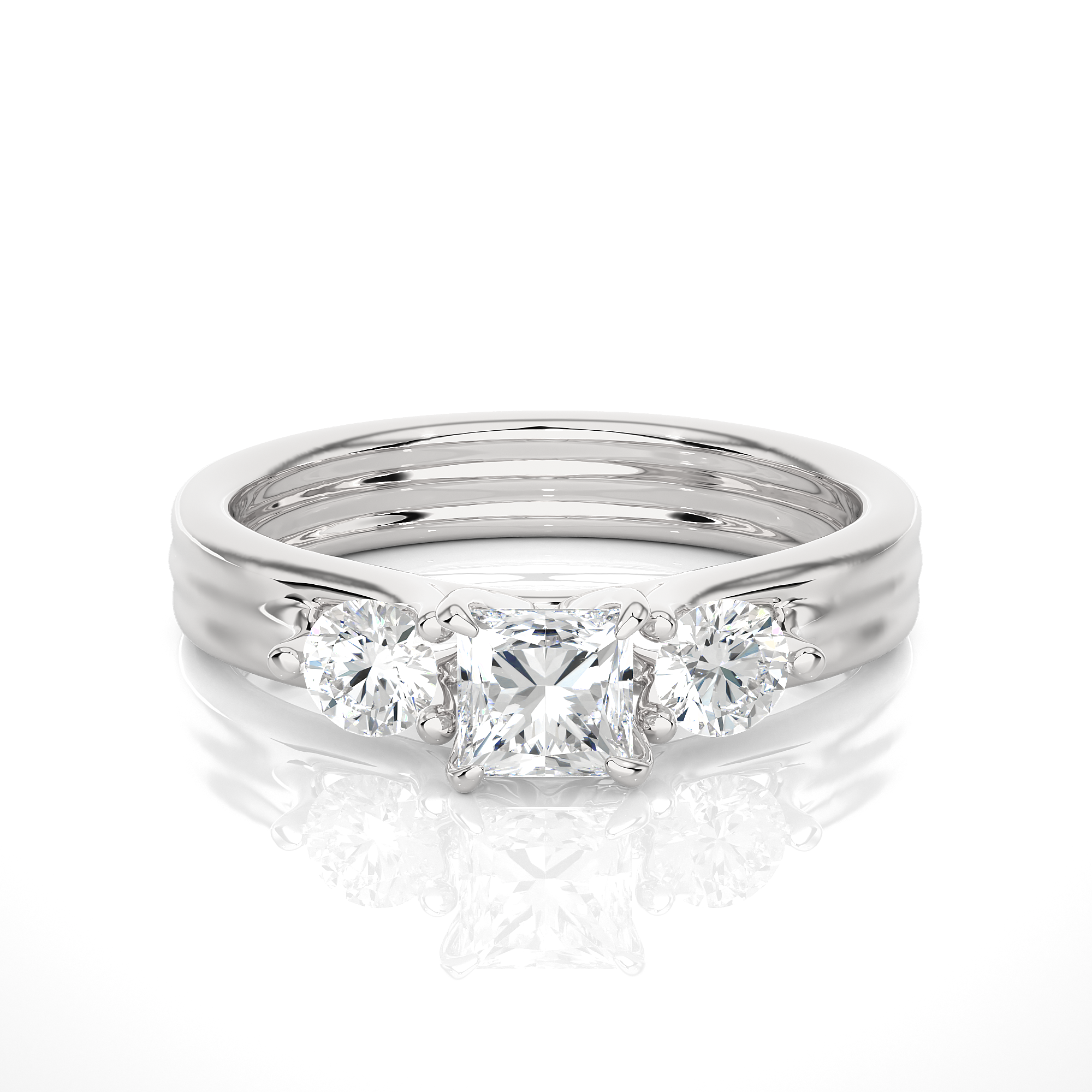 Three-Stone Princess Cut Diamond Ring