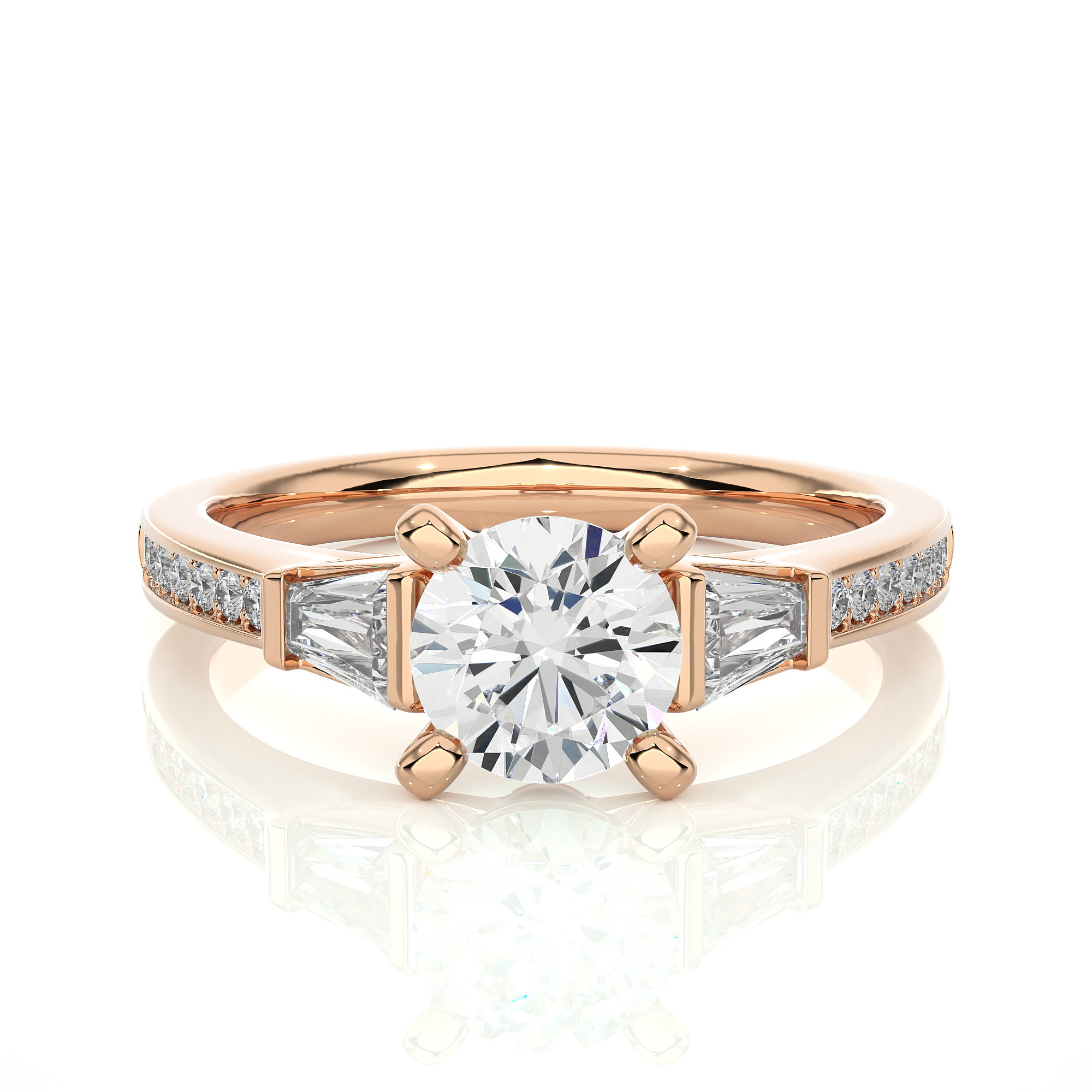 Tapered Baguette Three Stone Lab Grown Diamond Ring