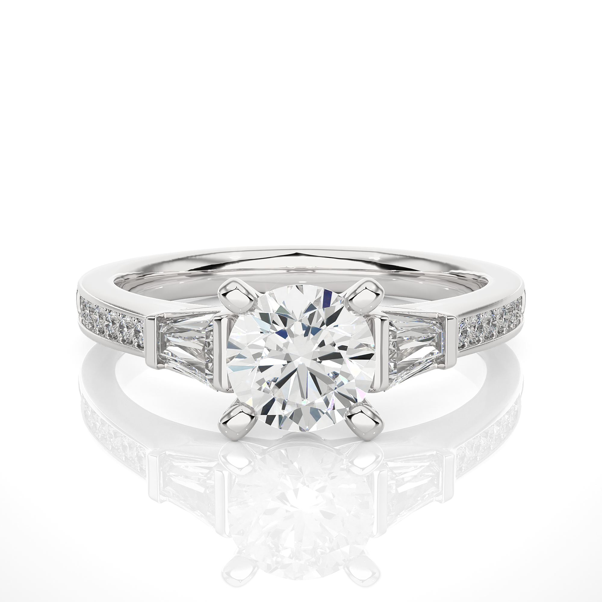 Tapered Baguette Three Stone Lab Grown Diamond Ring