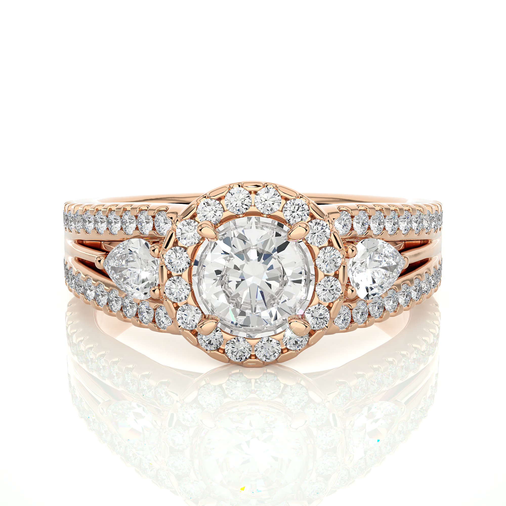 Halo Split Shank Diamond Engagement Ring