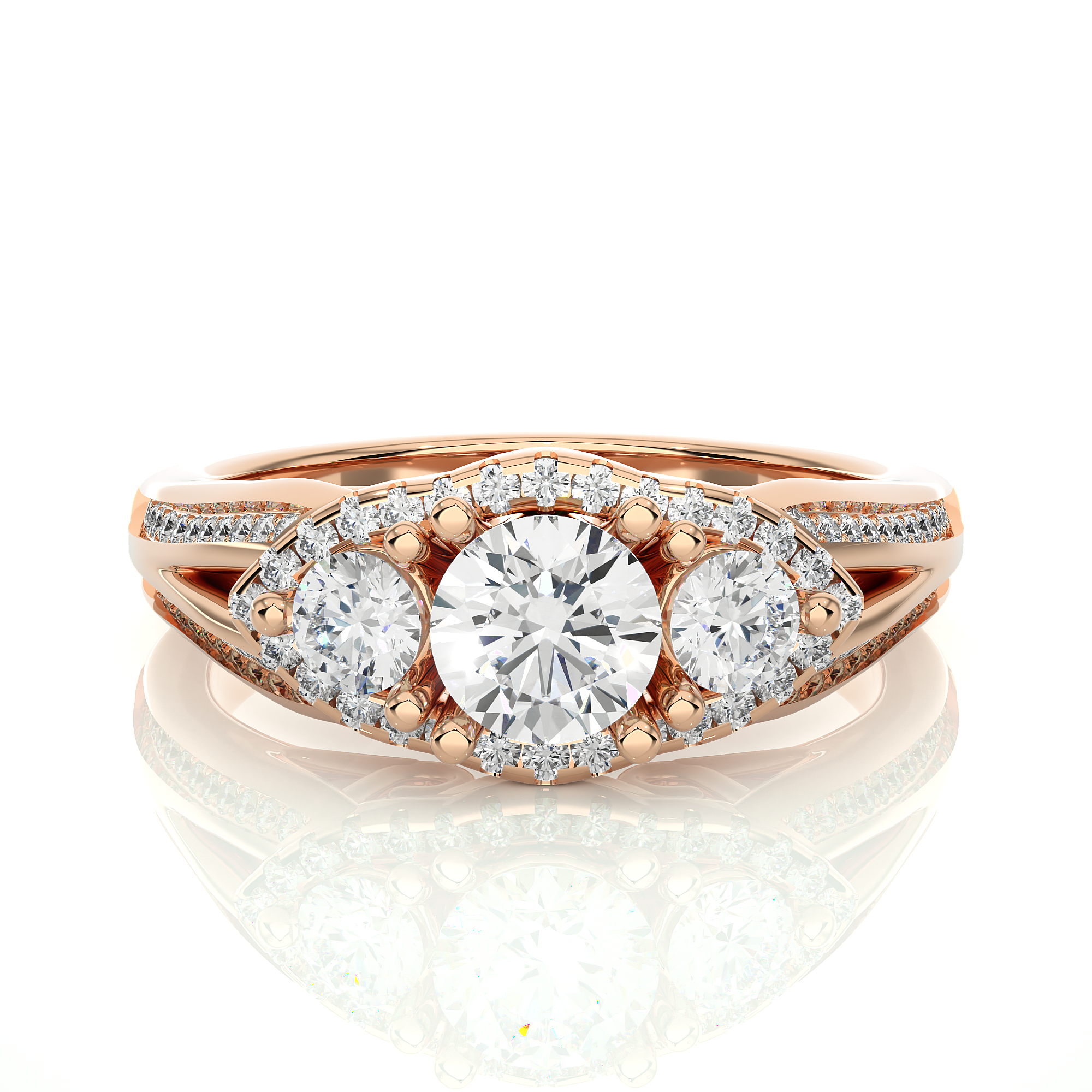 Split Shank Three Stone Engagement Ring
