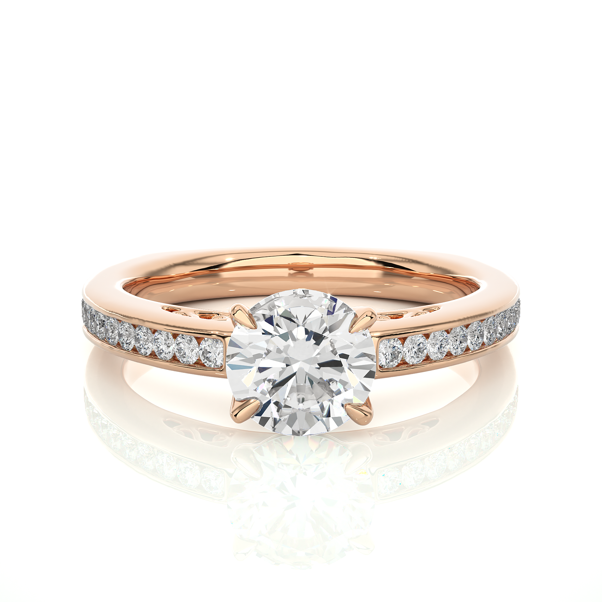 Round-Cut Channel Set Diamond Engagement Ring