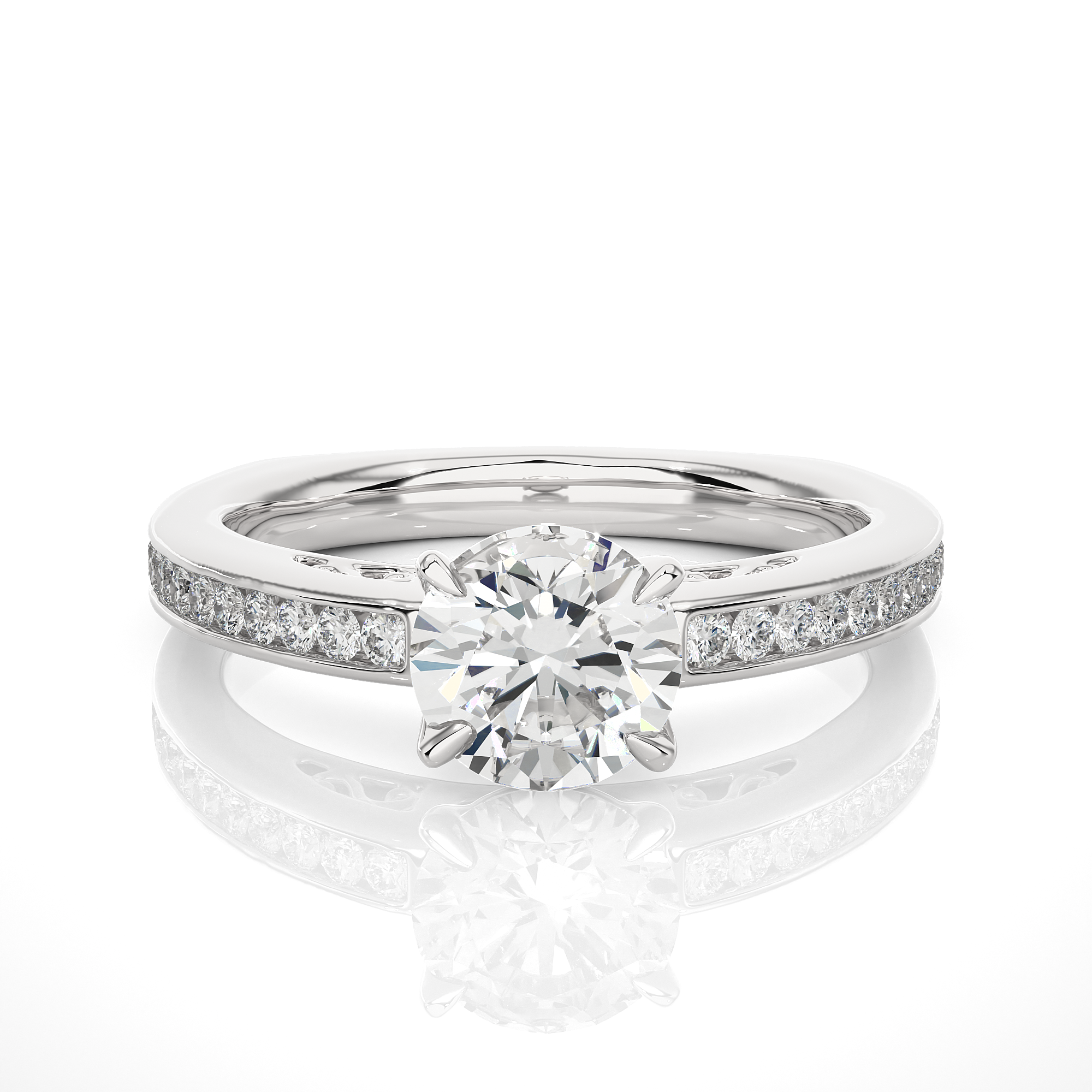 Round-Cut Channel Set Diamond Engagement Ring