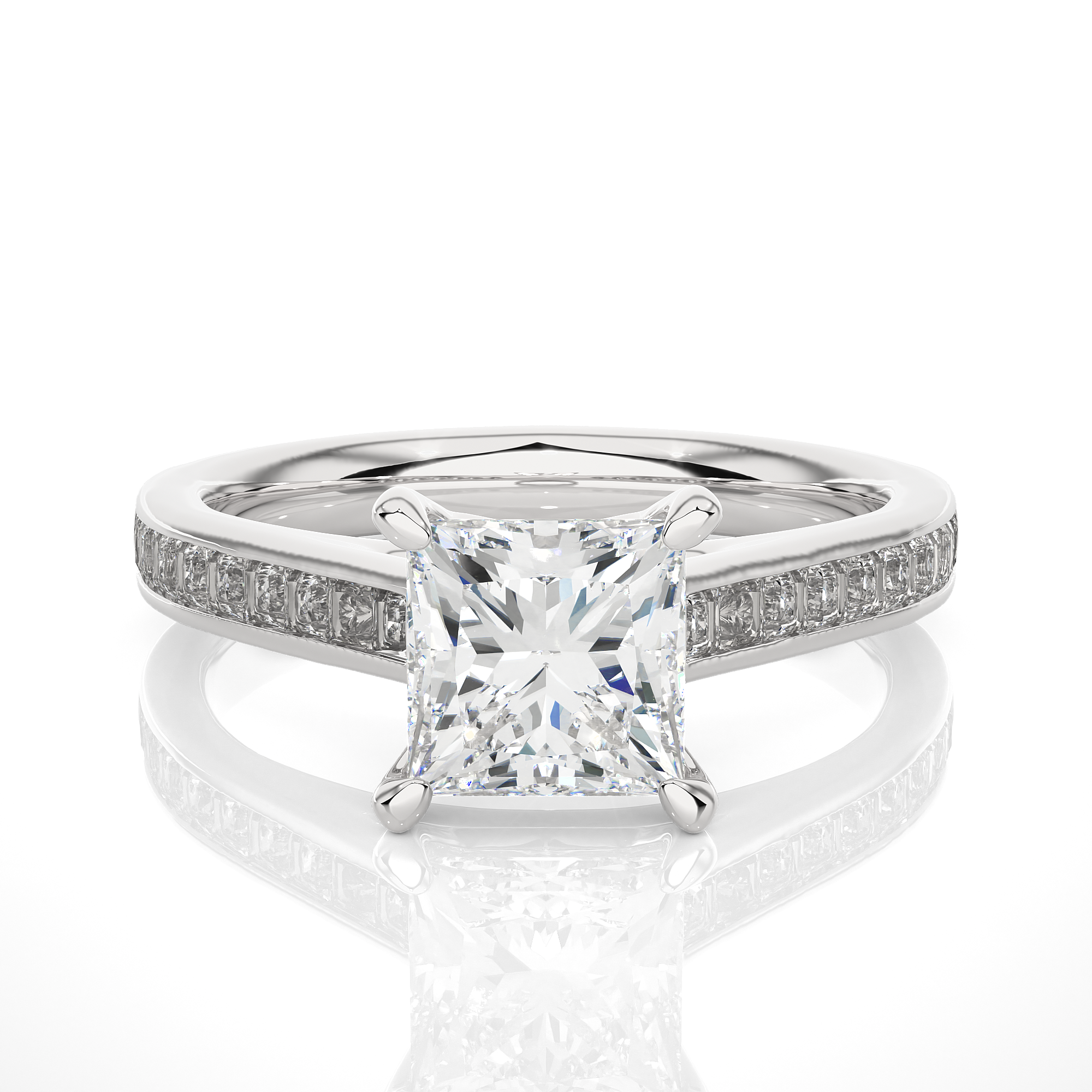 Channel-Set Princess Cut Diamond Engagement Ring