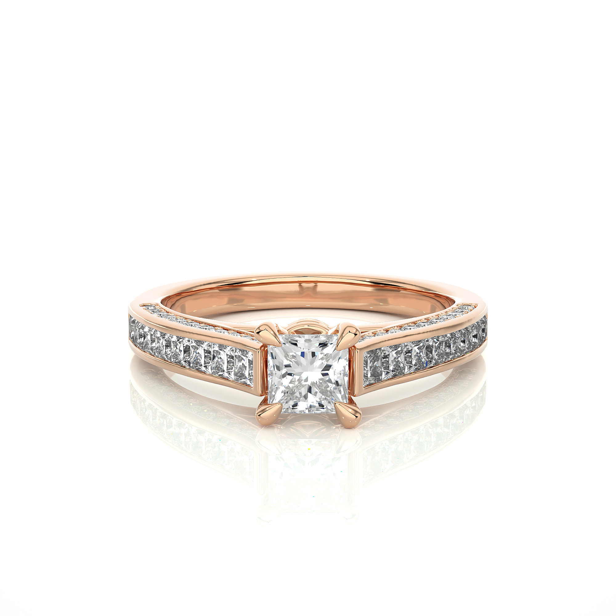 Channel-Set Princess Cut Diamond Engagement Ring