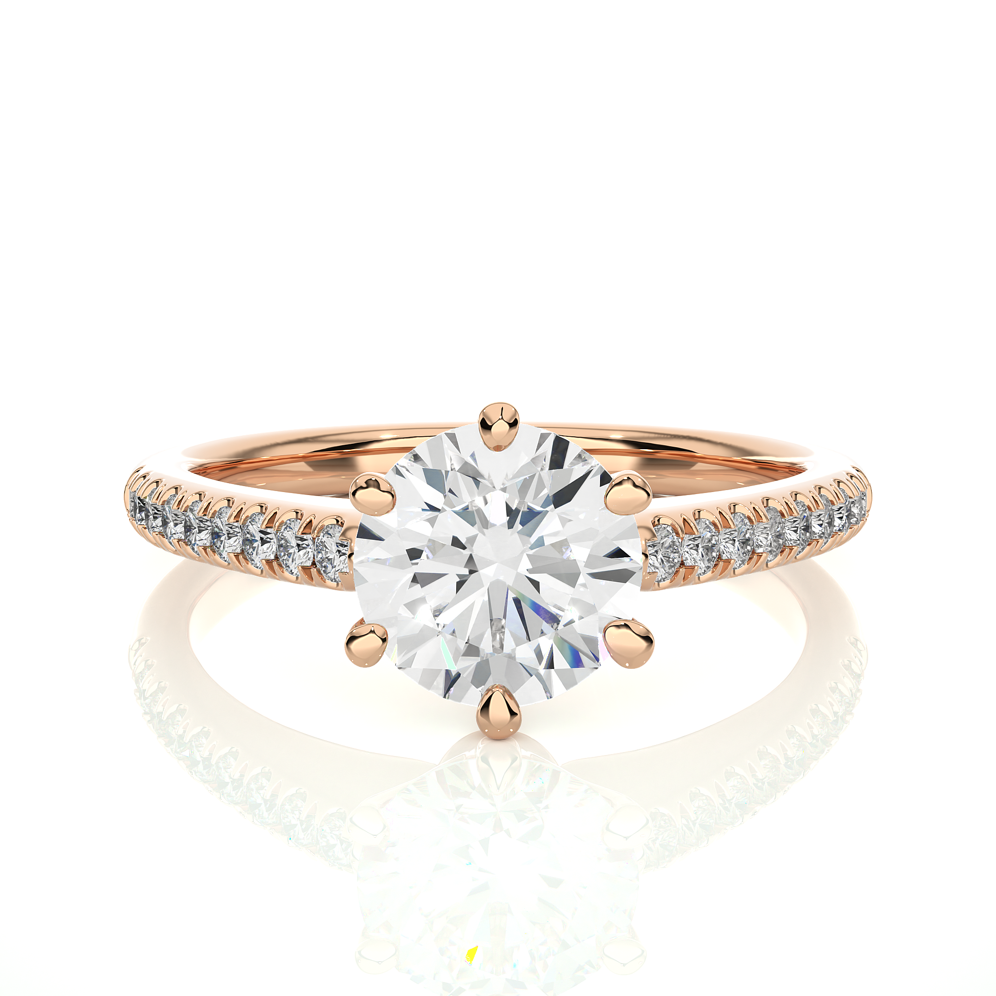 Round Cut Diamond Accent Engagement Ring