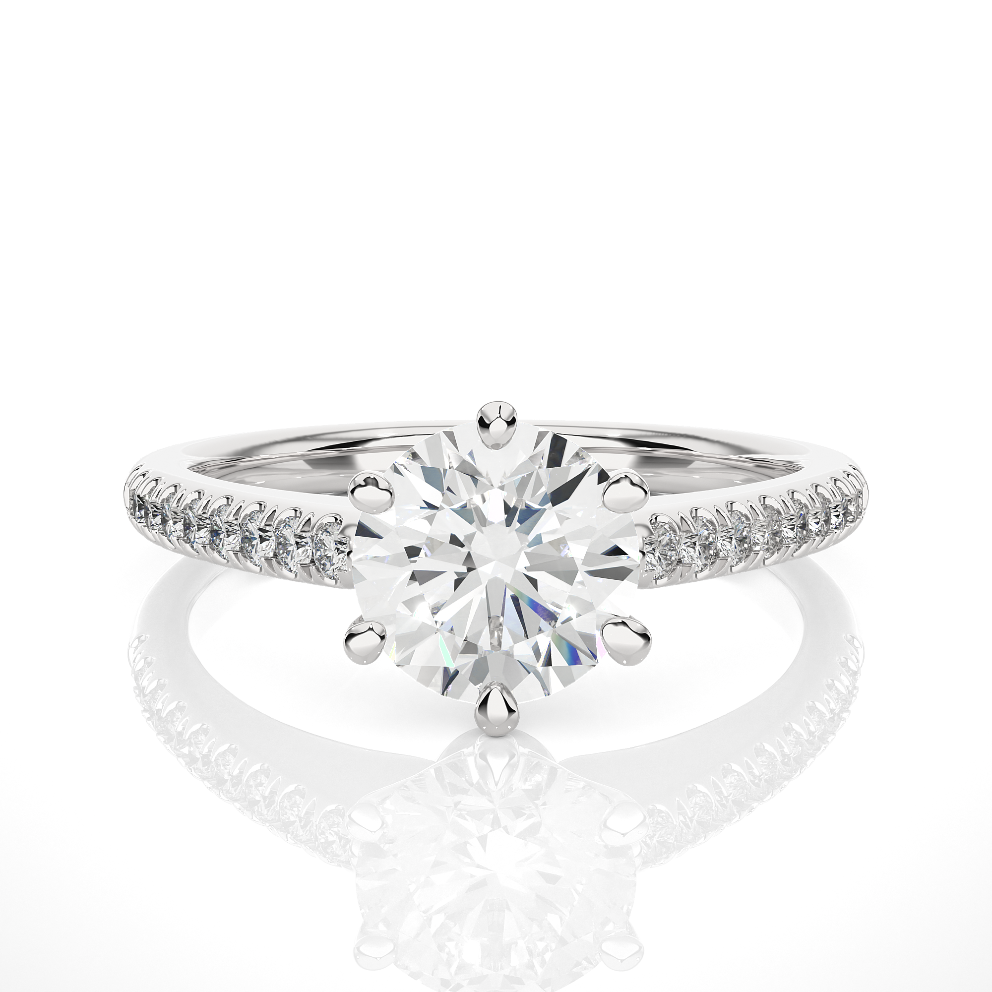 Round Cut Diamond Accent Engagement Ring