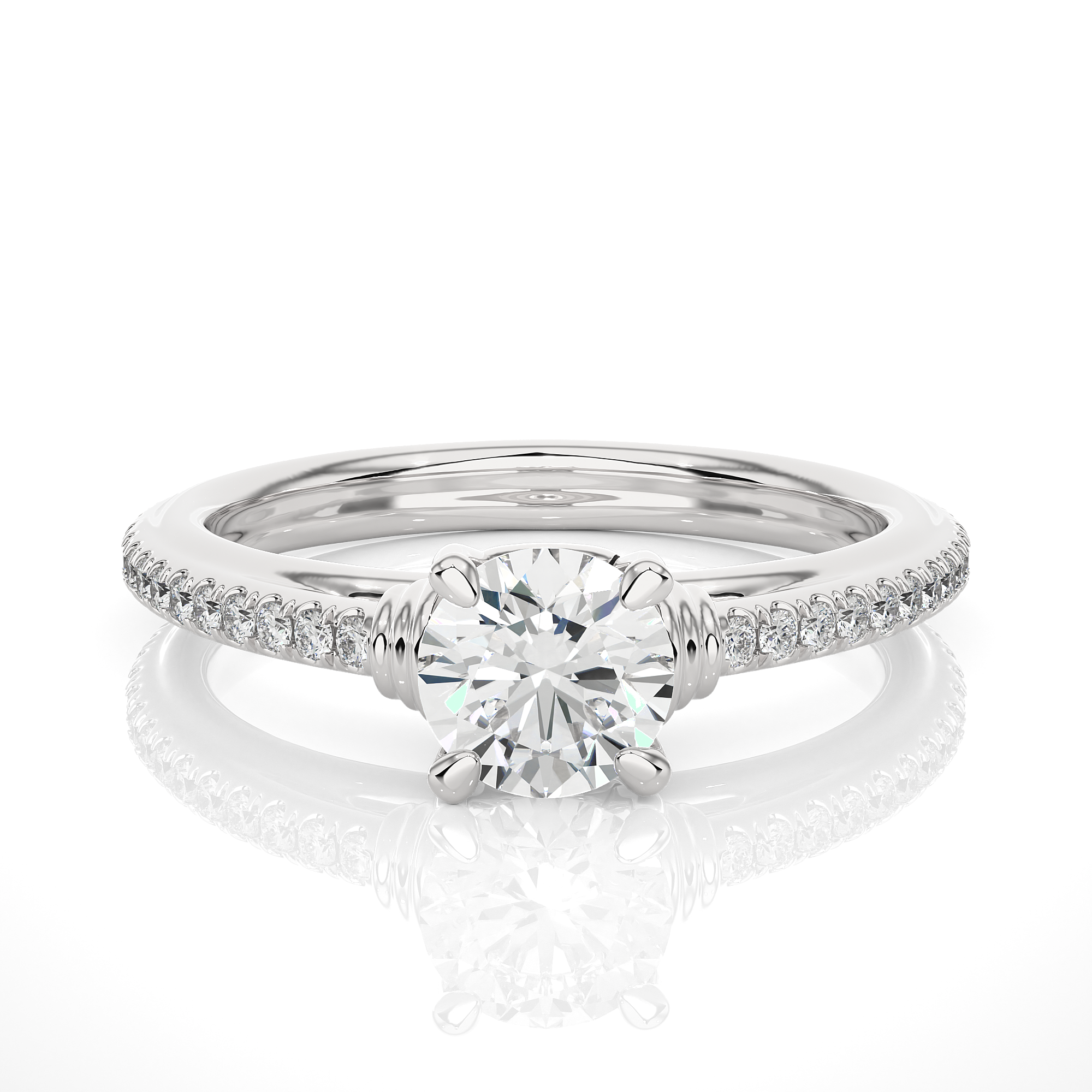 Round-Cut Diamond Engagement Ring