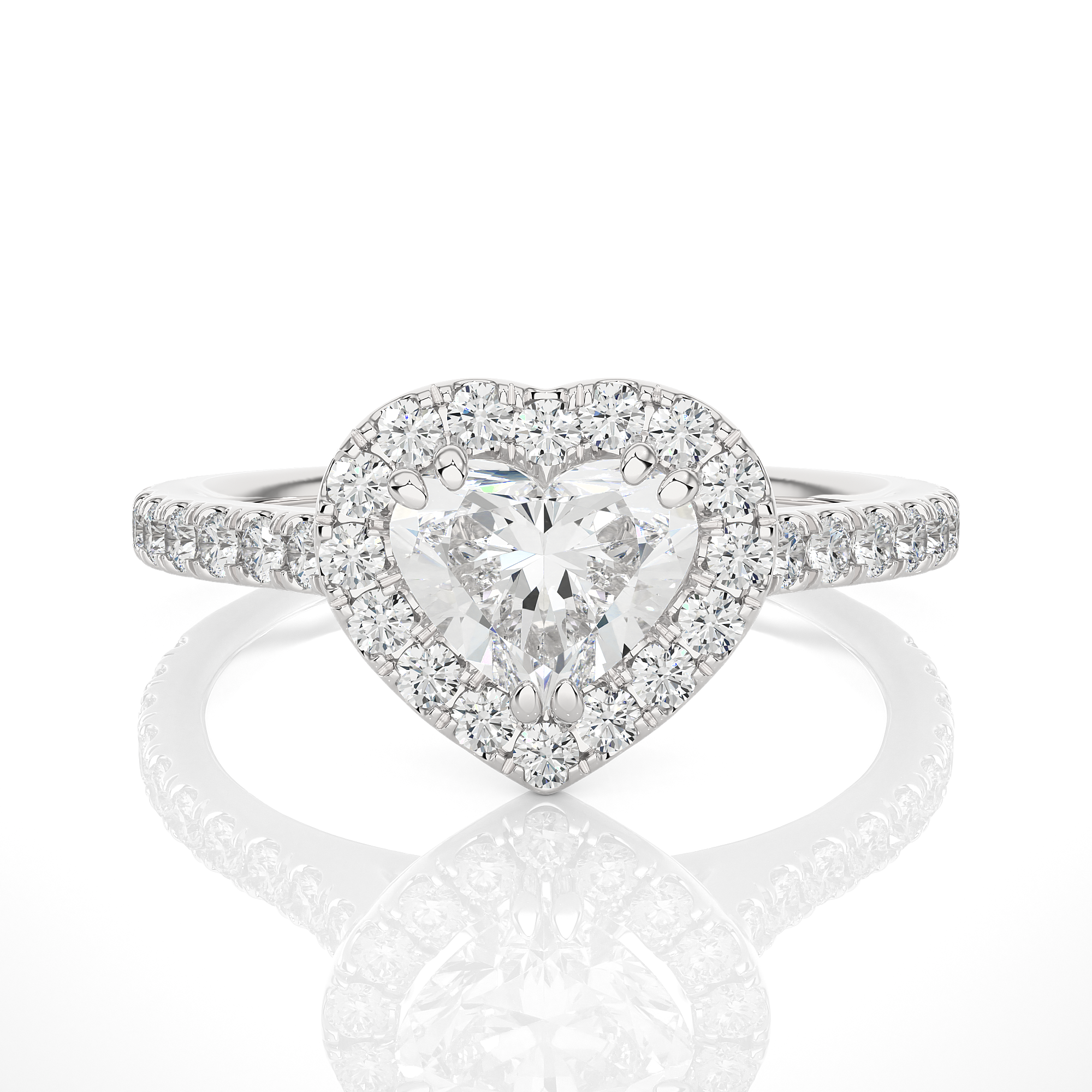 Heart Cut Halo Diamond Engagement Ring