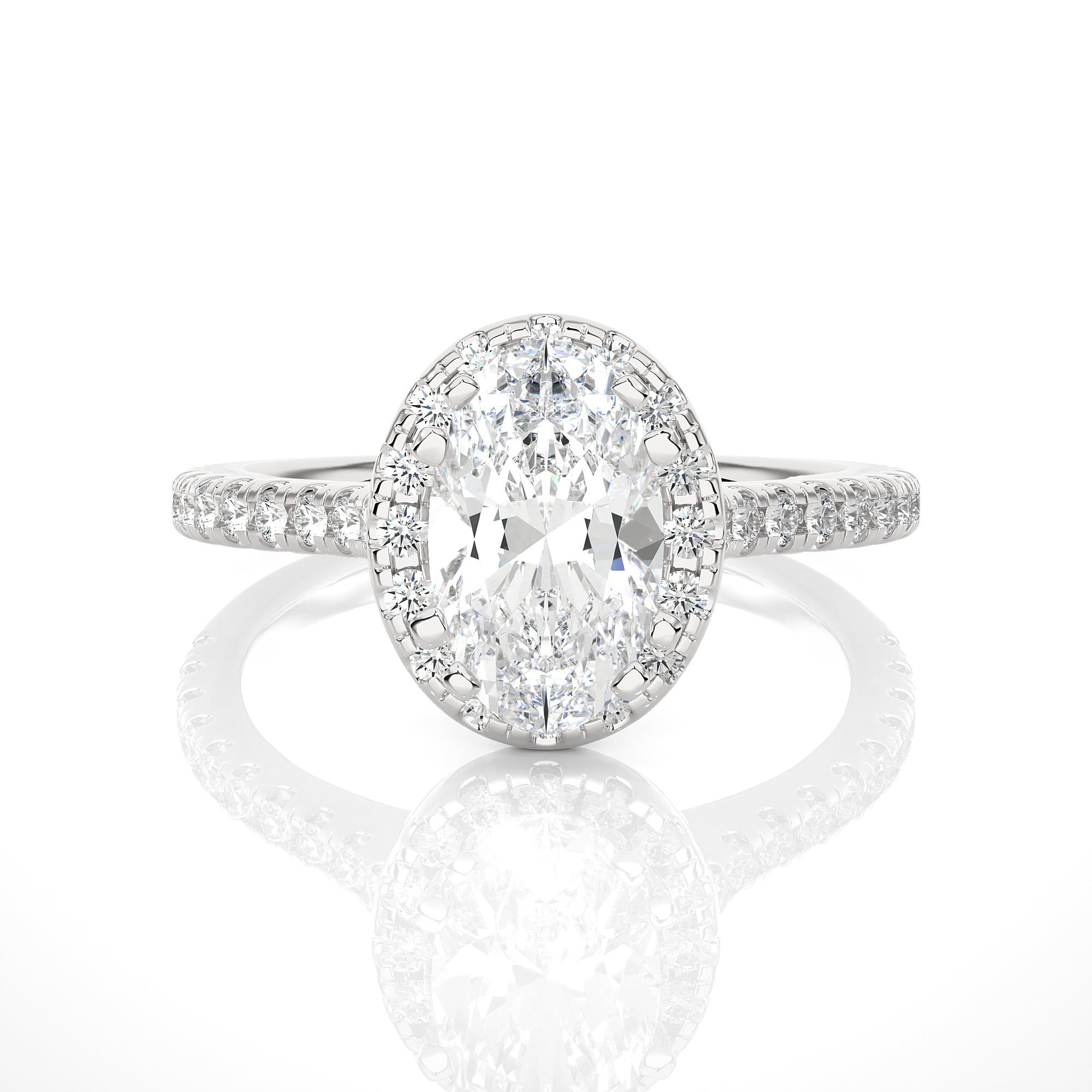 Cathedral-Set Oval Diamond Engagement Ring