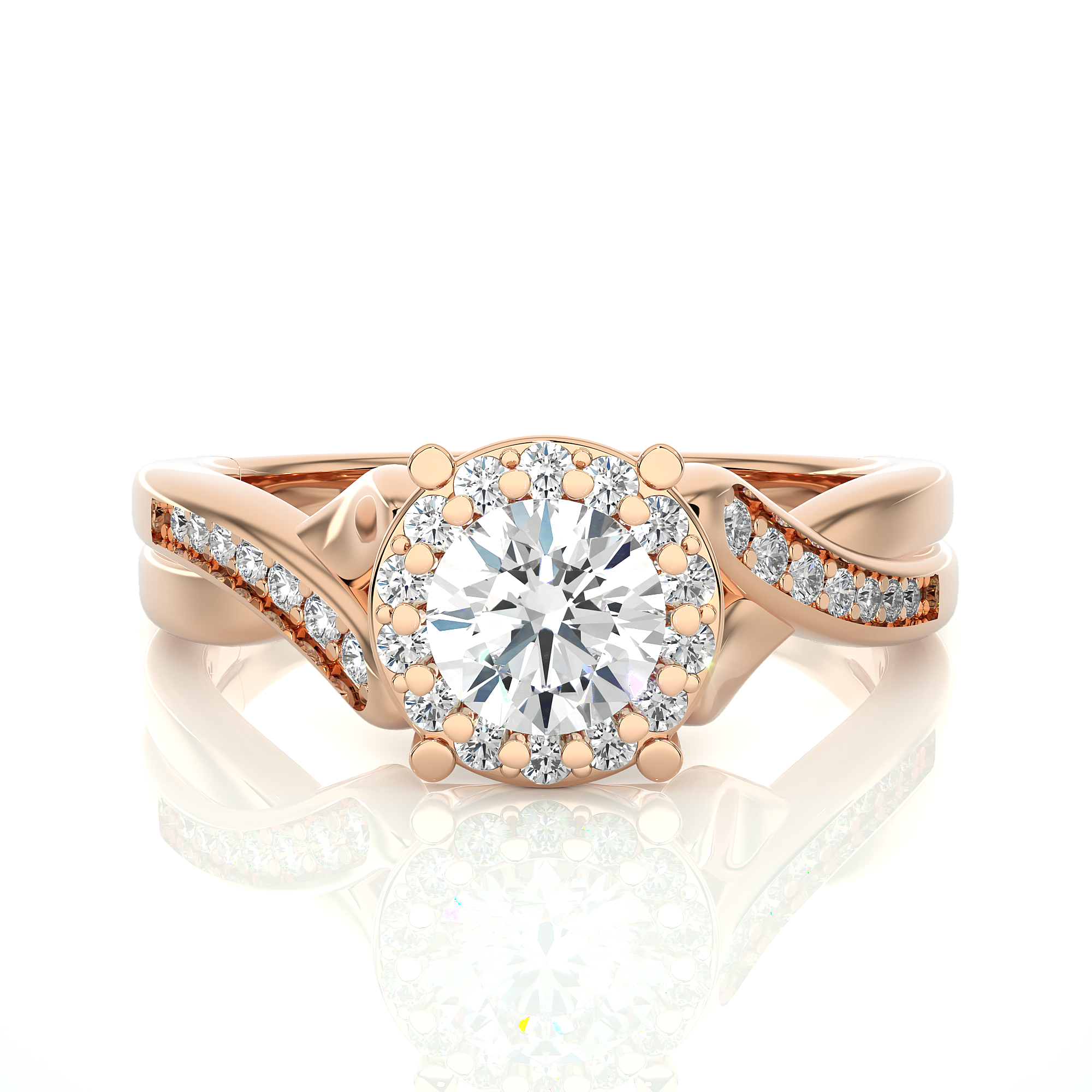 Twisted Halo Diamond Engagement Ring