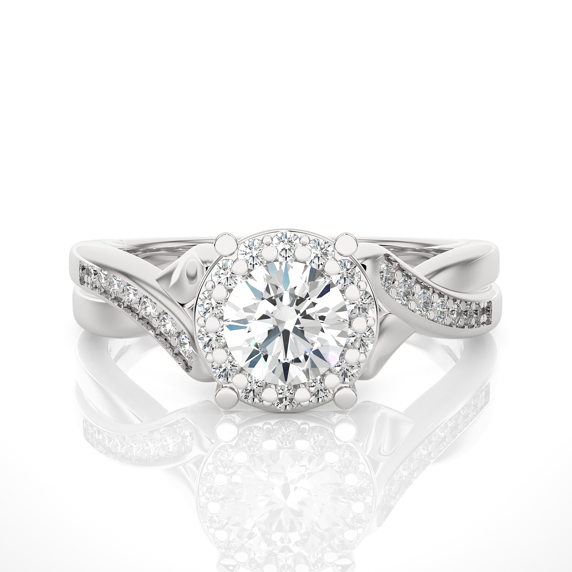 Twisted Halo Diamond Engagement Ring