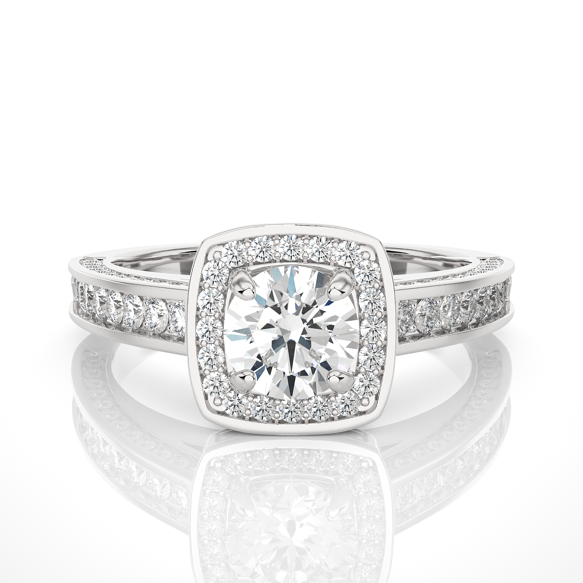 Intricate Cathedral Halo Set Diamond Engagement Ring
