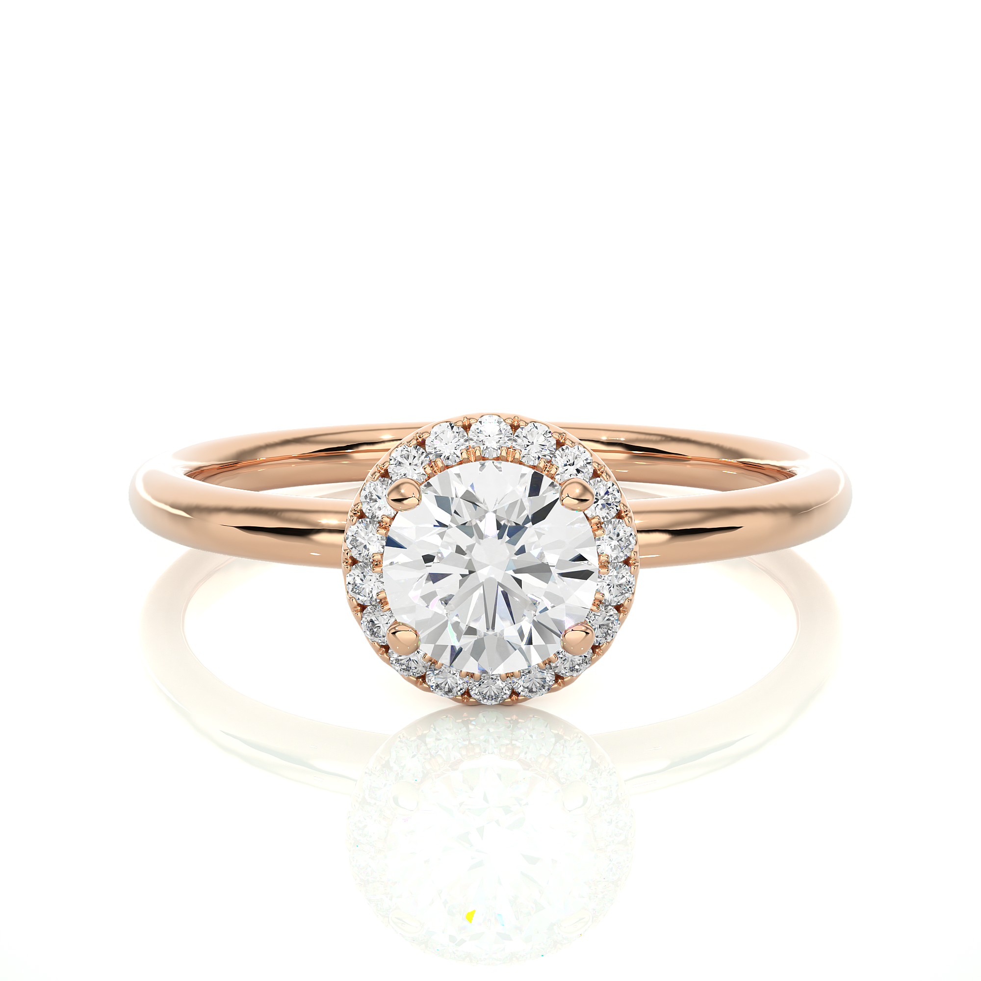 Round Cut Halo Set Engagement Ring