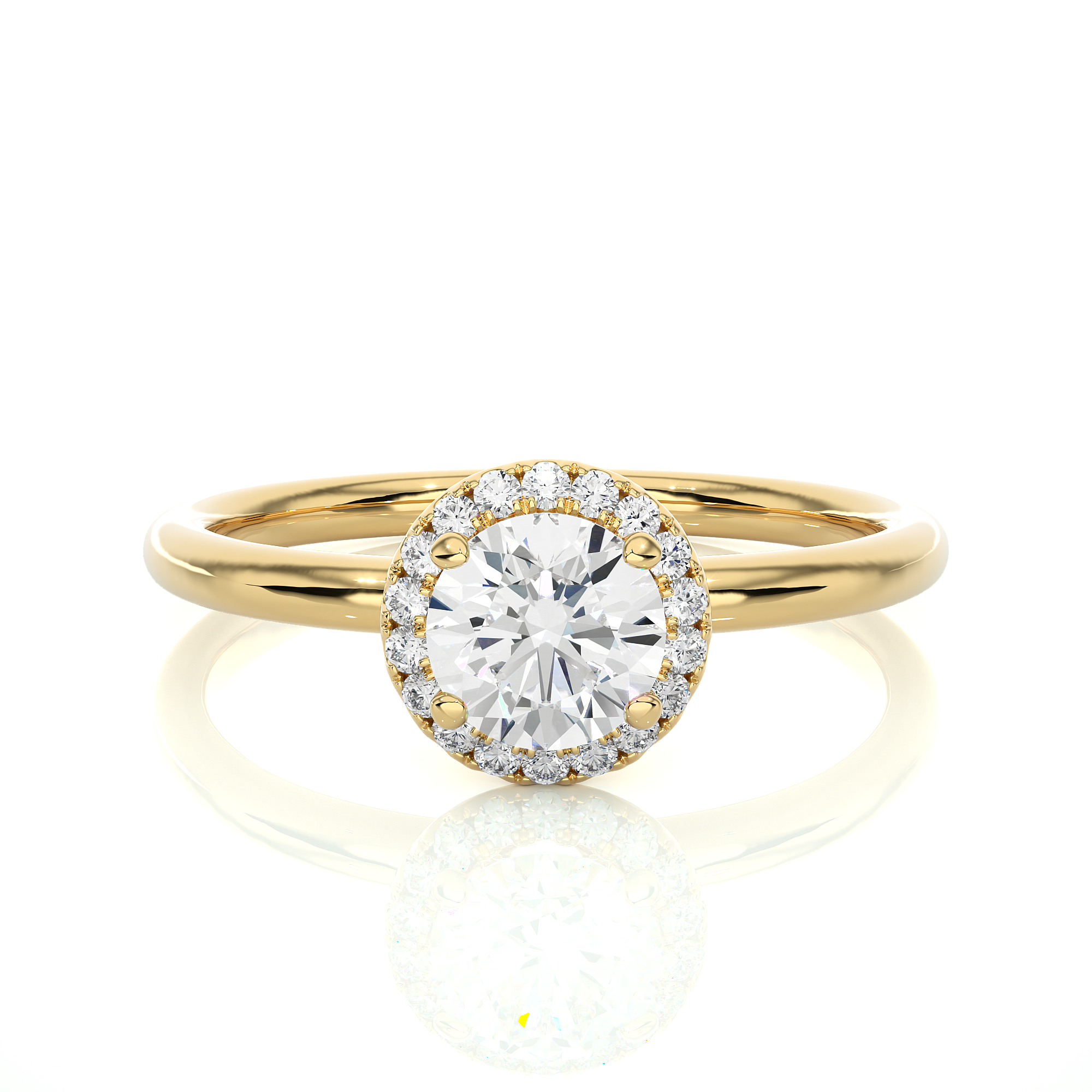 Round Cut Halo Set Engagement Ring