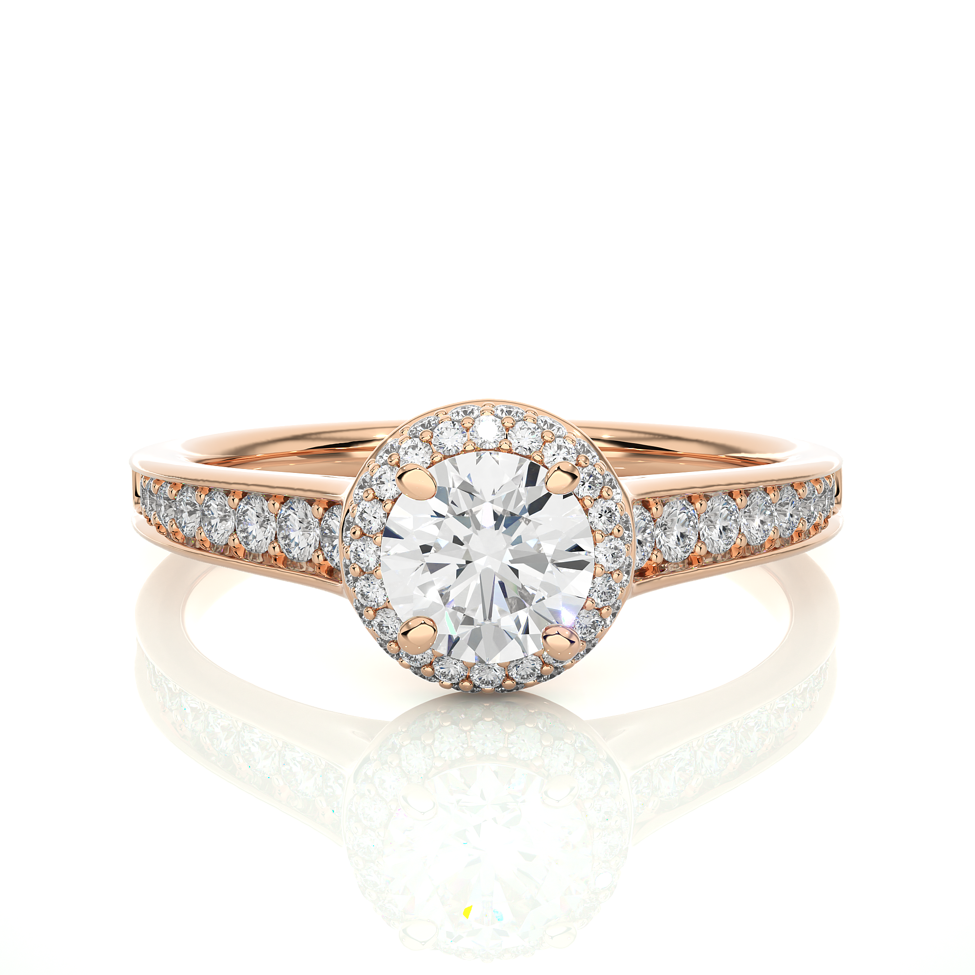 Round-Cut Diamond Halo Engagement Ring