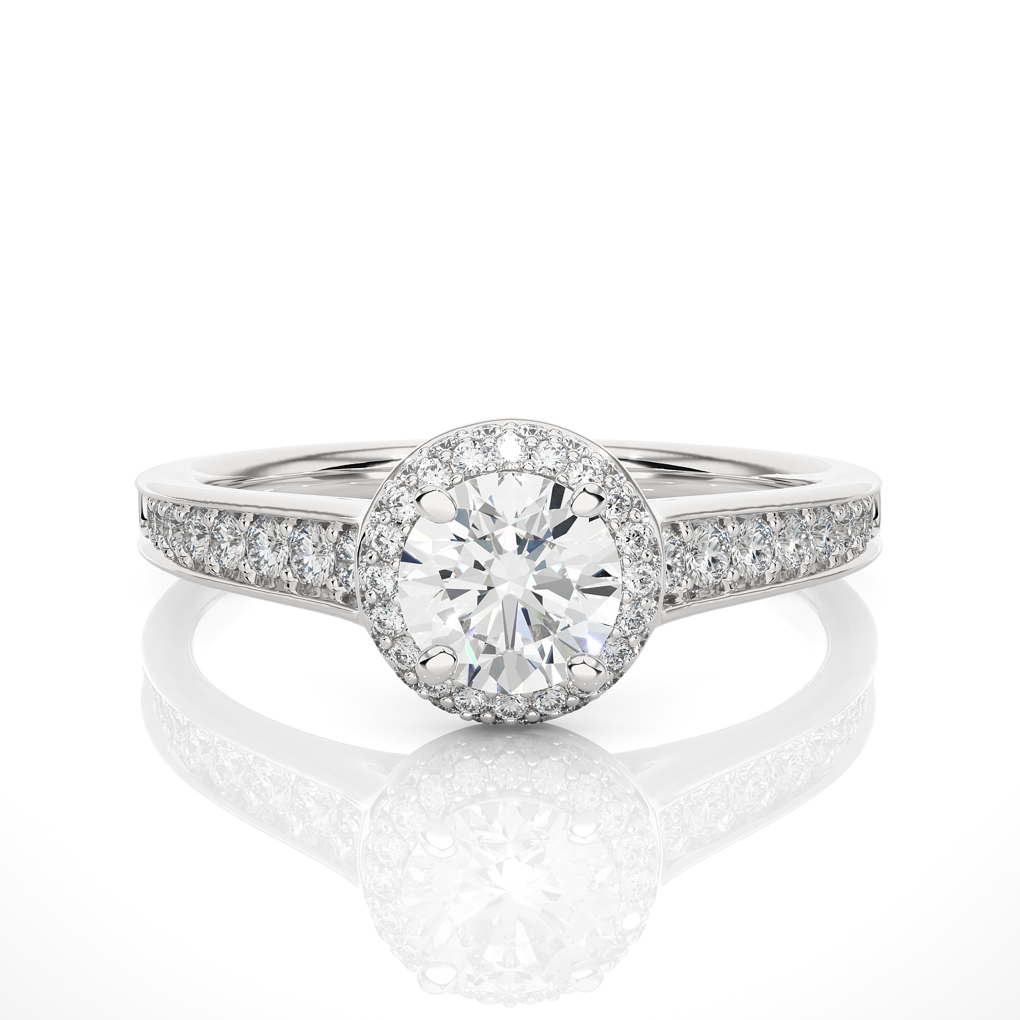 Round-Cut Diamond Halo Engagement Ring