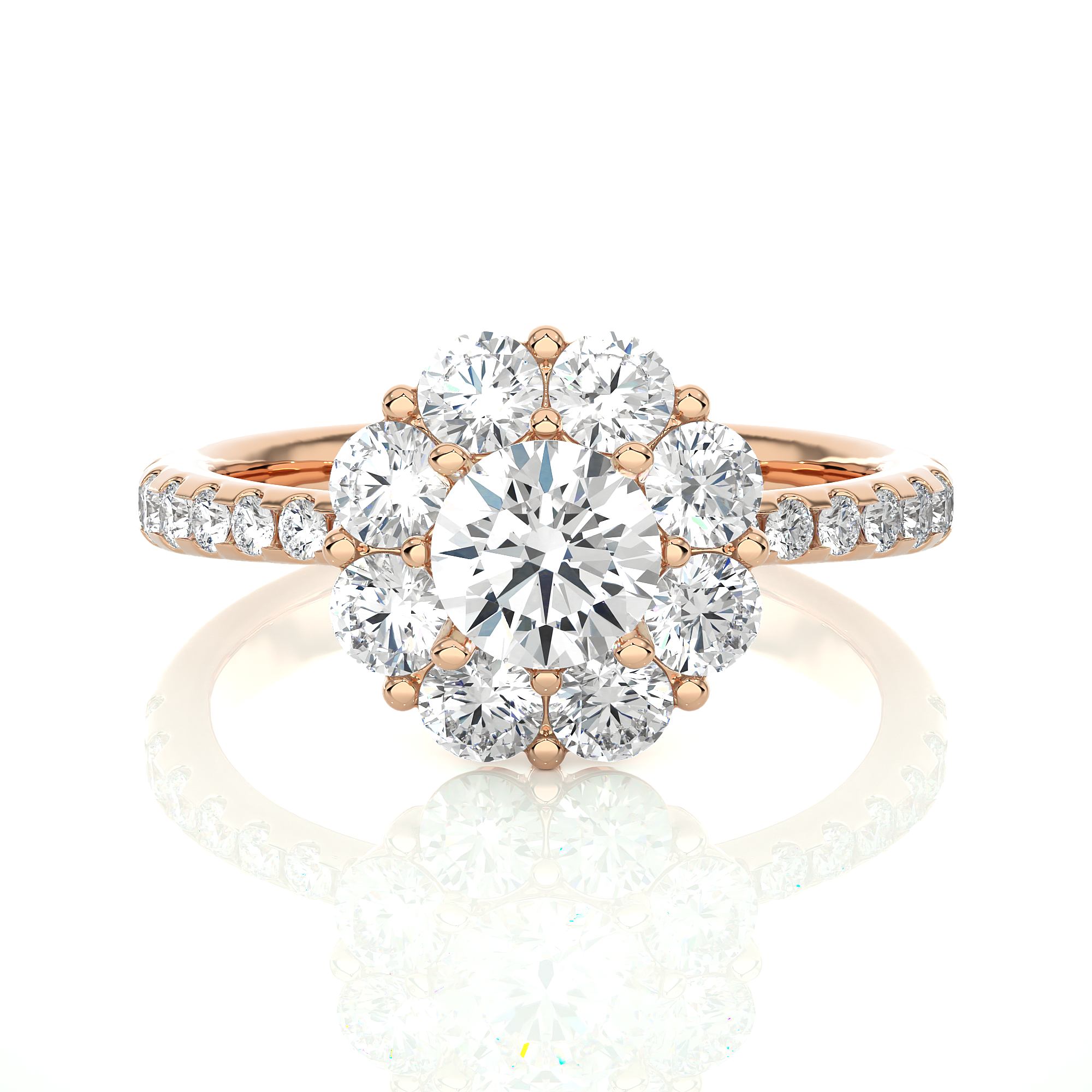 Floral Cluster Diamond Engagement Ring