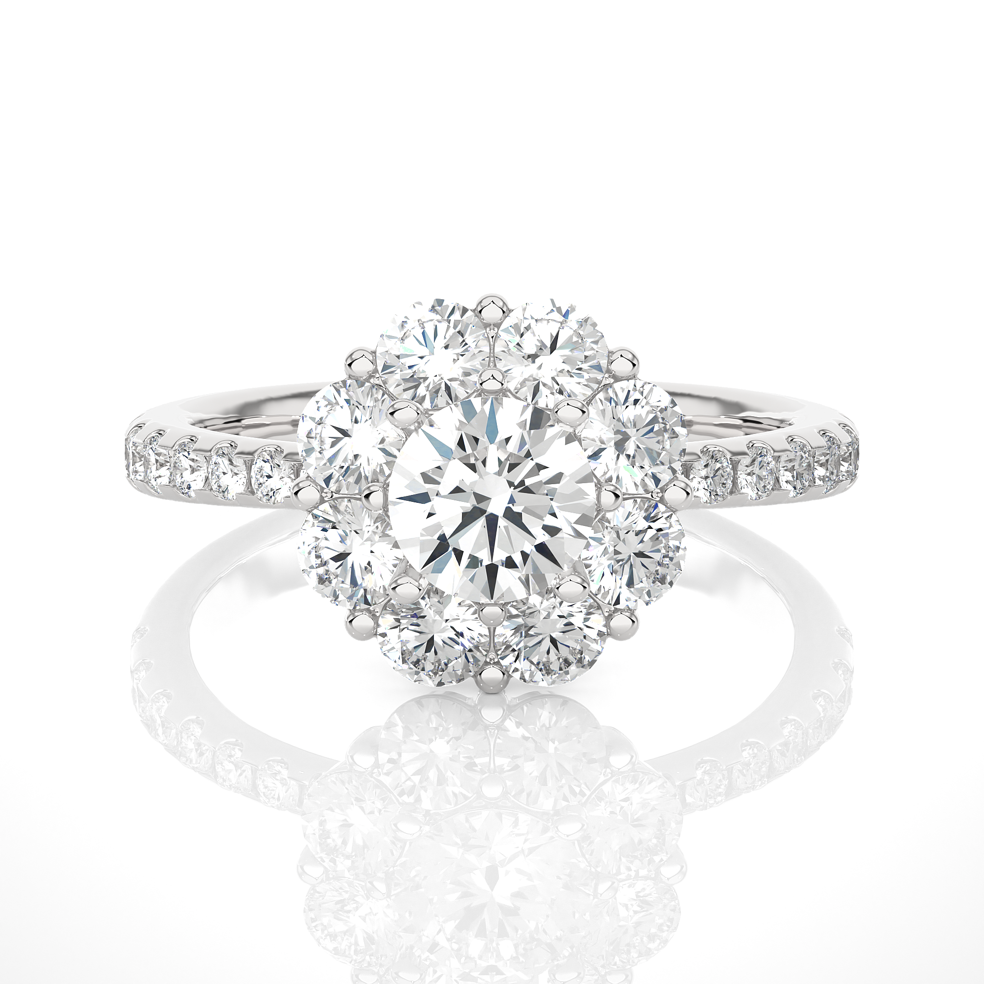 Floral Cluster Diamond Engagement Ring