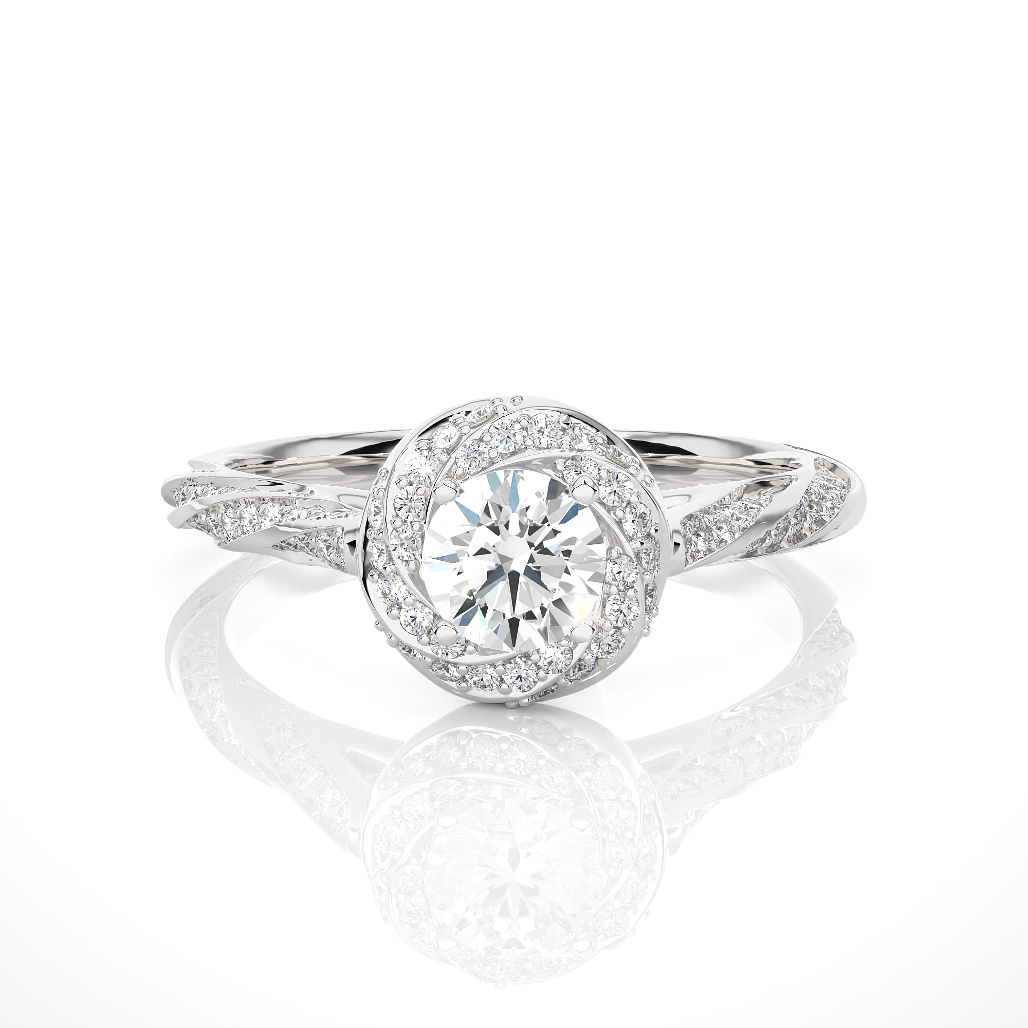 Twisted Halo Diamond Engagement Ring