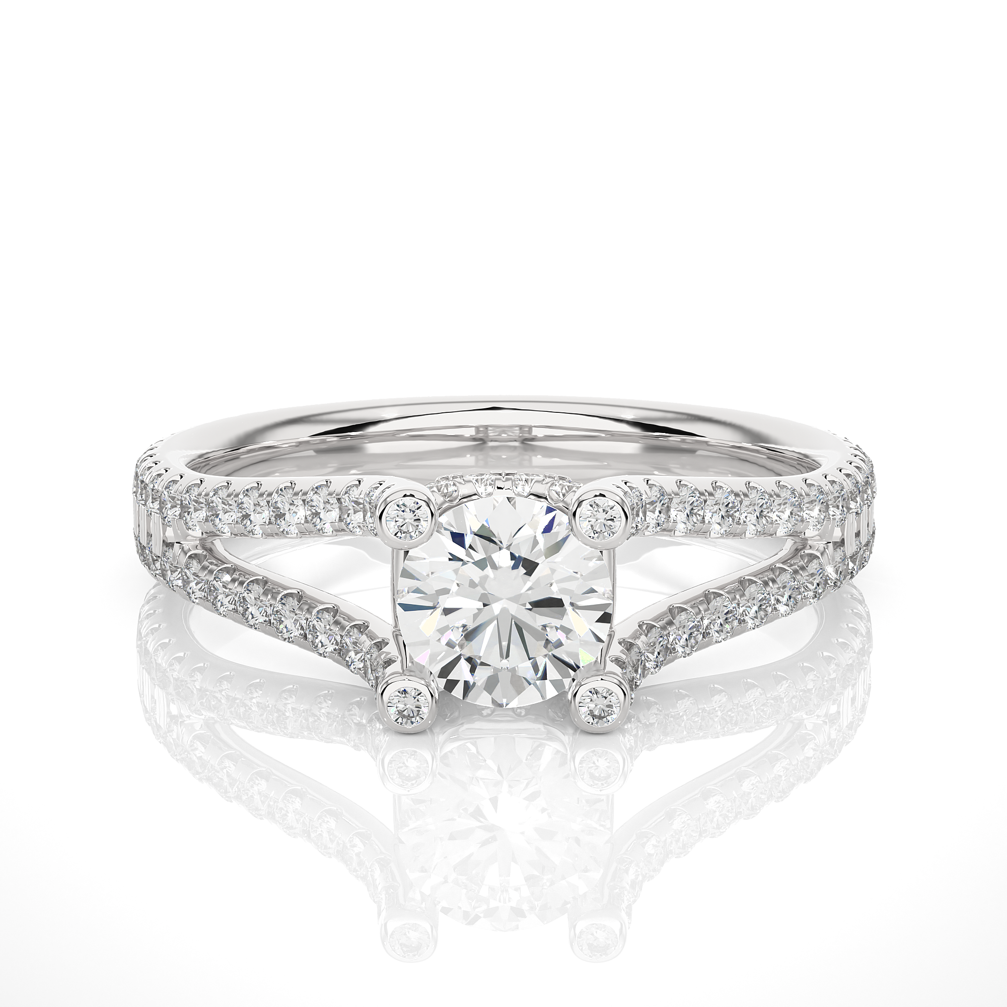  Split Shank Diamond Engagement Ring