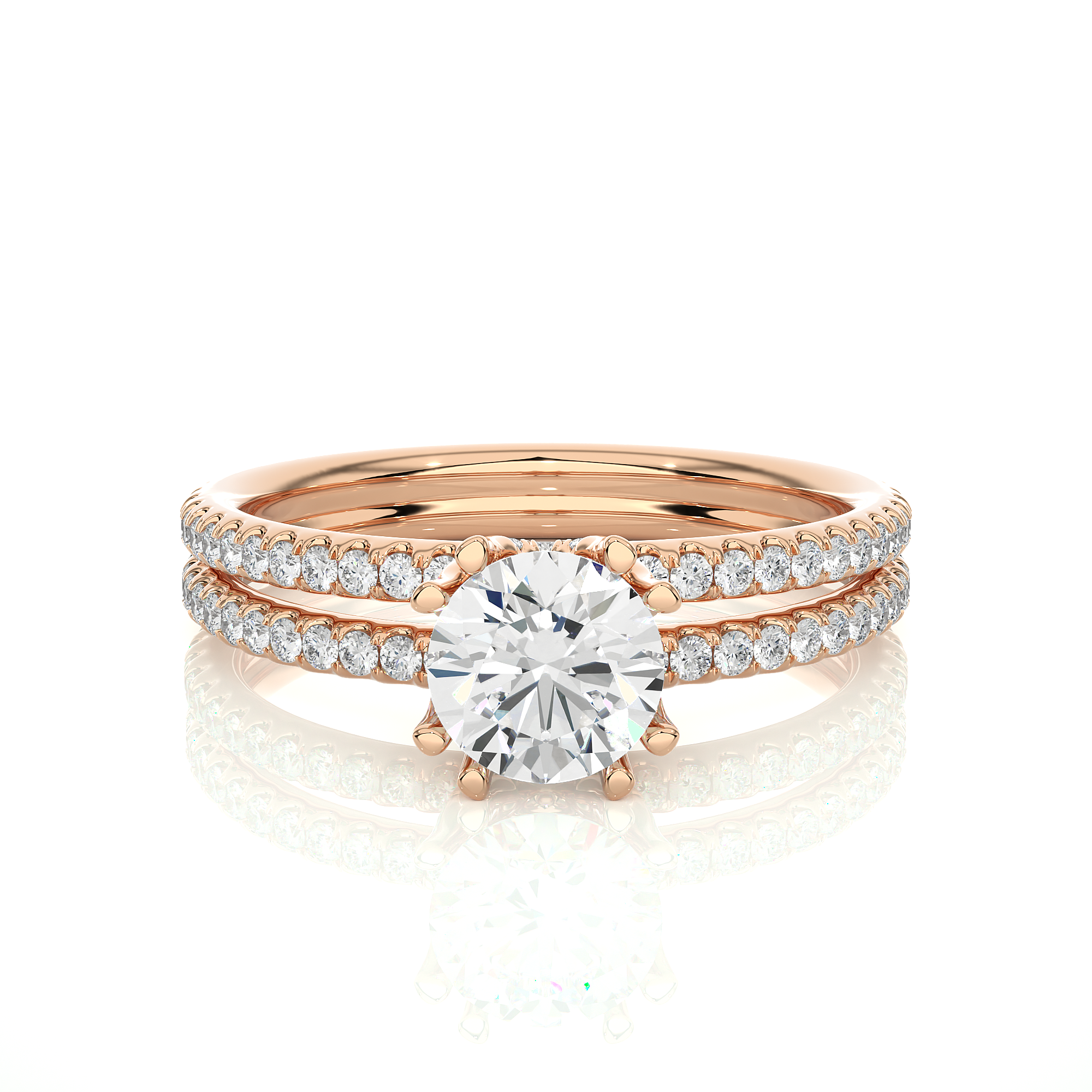 Double Band Diamond Engagement Ring