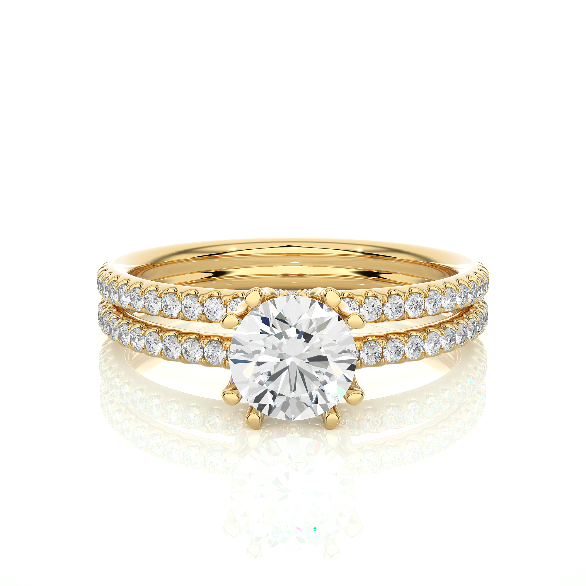 Double Band Diamond Engagement Ring