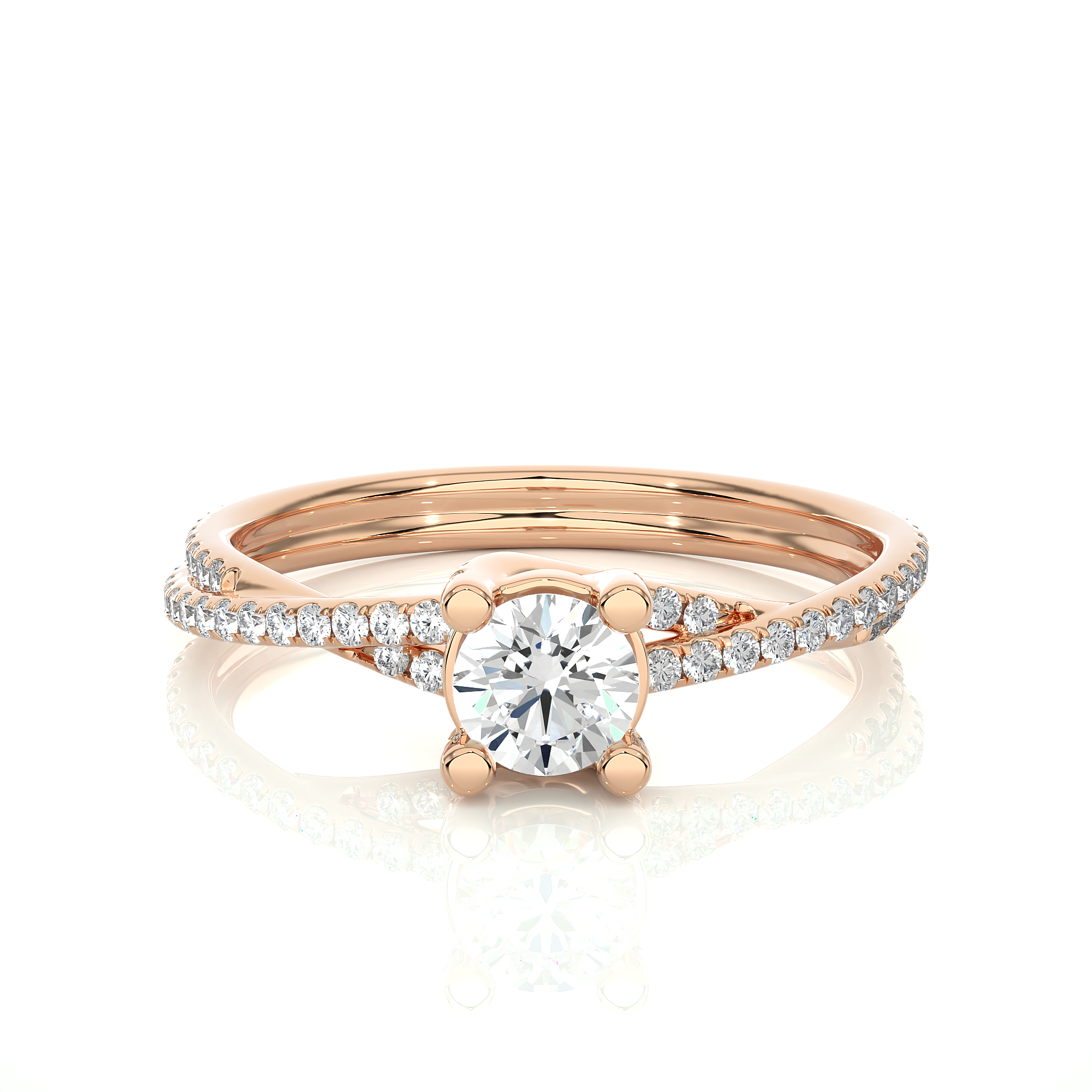 Twisted Shank Diamond Engagement Ring