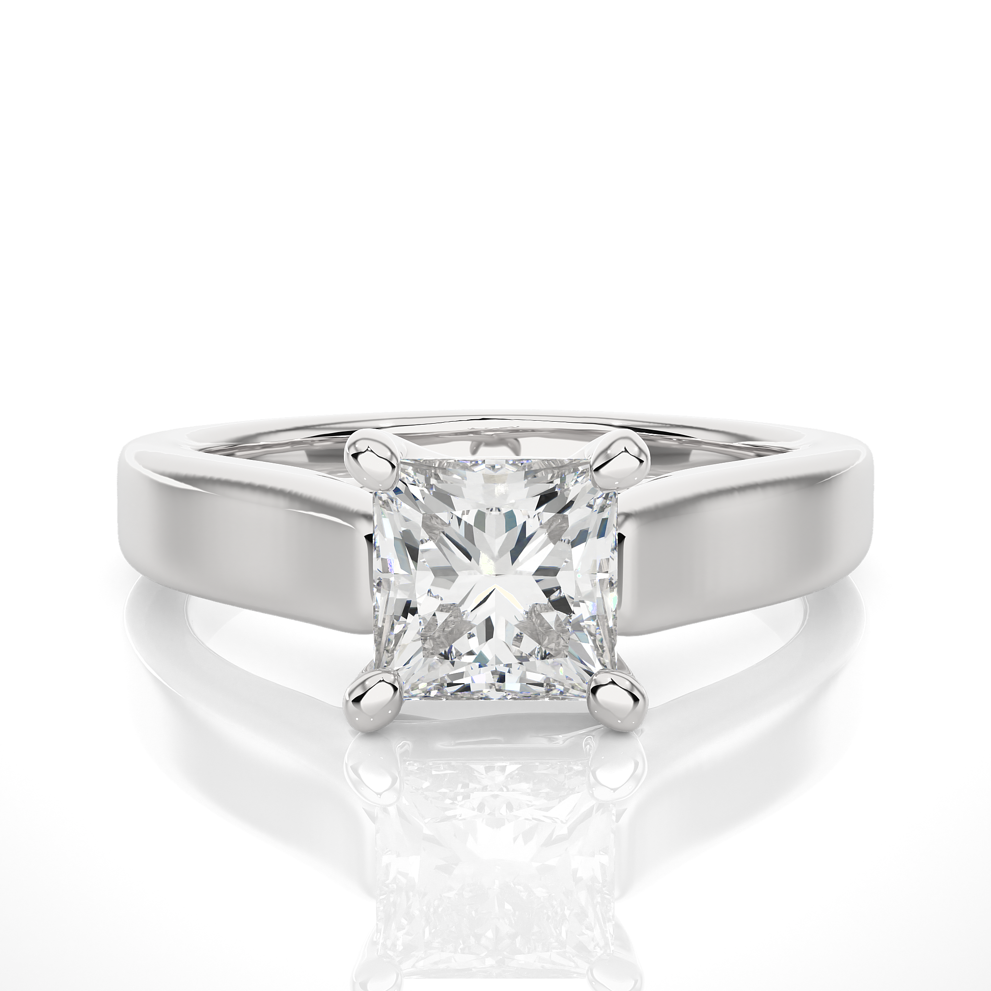 Petite 4-Prong Solitaire Princess Engagement Ring