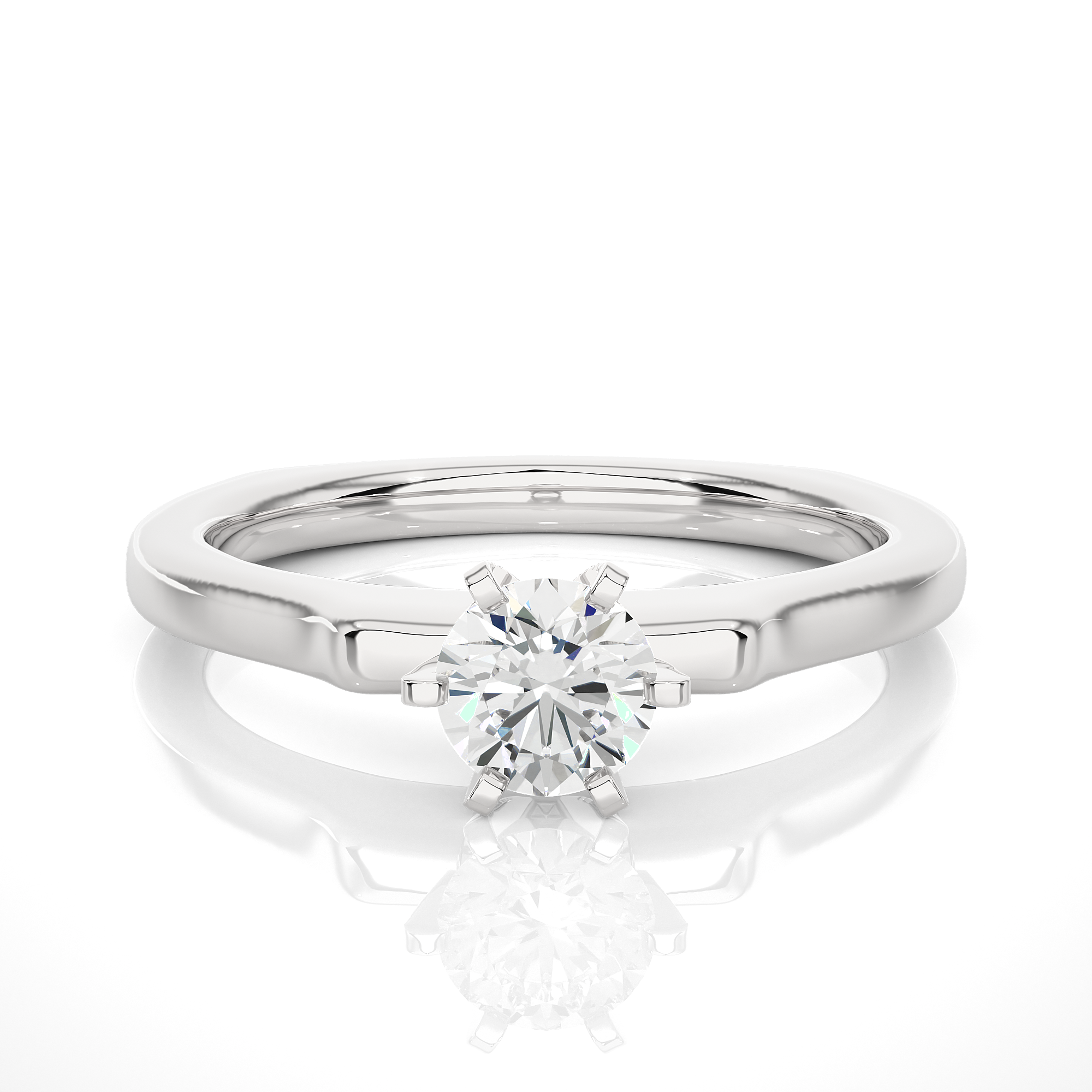 Six-Prong Round Diamond Solitaire Ring