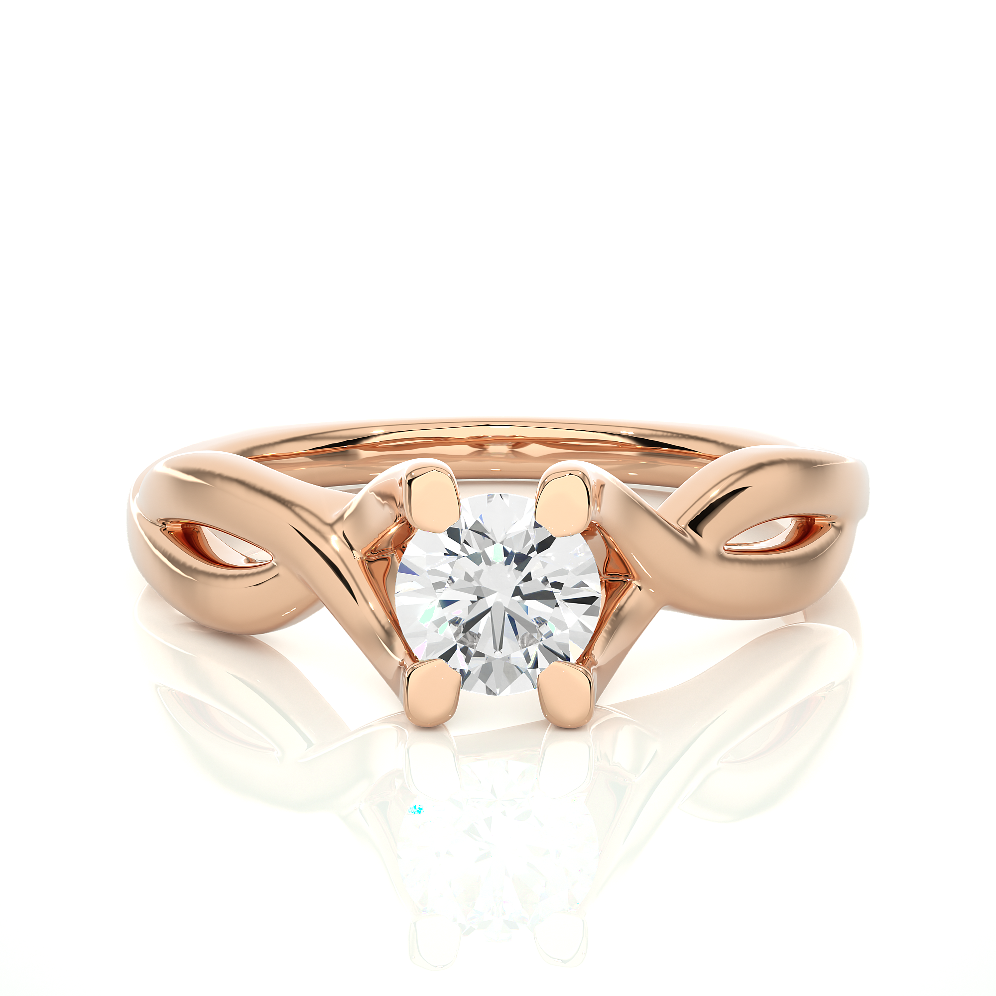 Twisted Gold Solitaire Engagement Ring