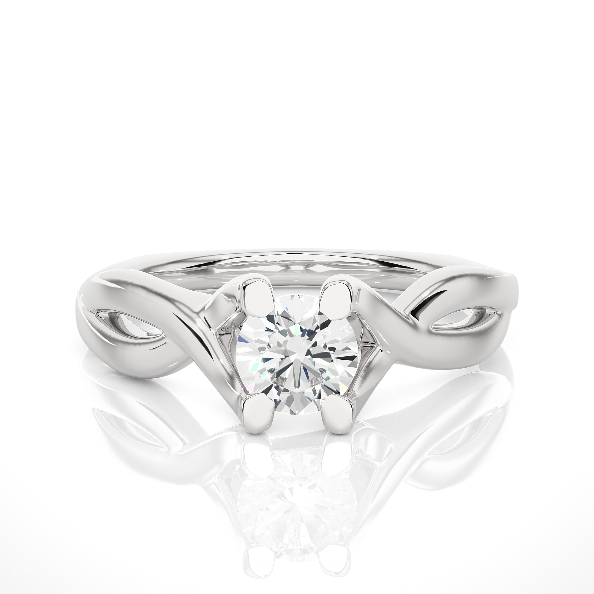 Twisted Gold Solitaire Engagement Ring