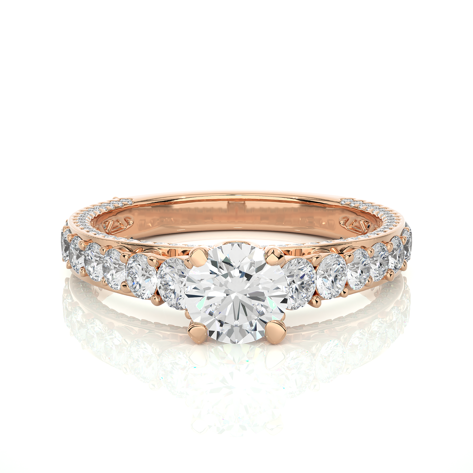 Round Cut Diamond Accent Engagement Ring