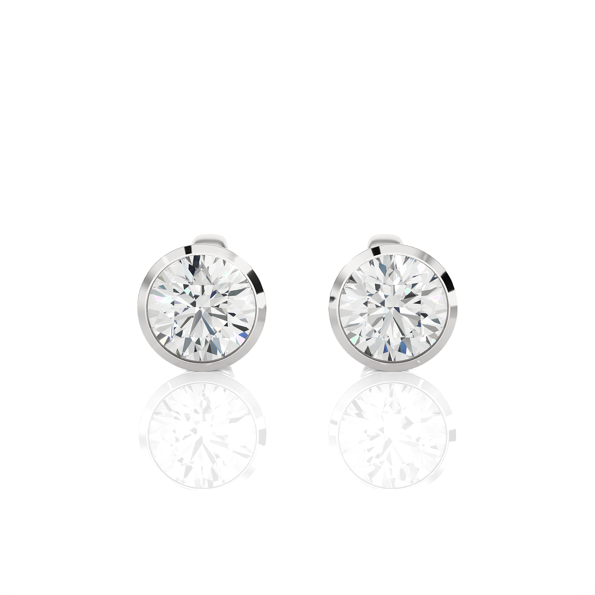 Bezel-Set Round Diamond Stud Earrings