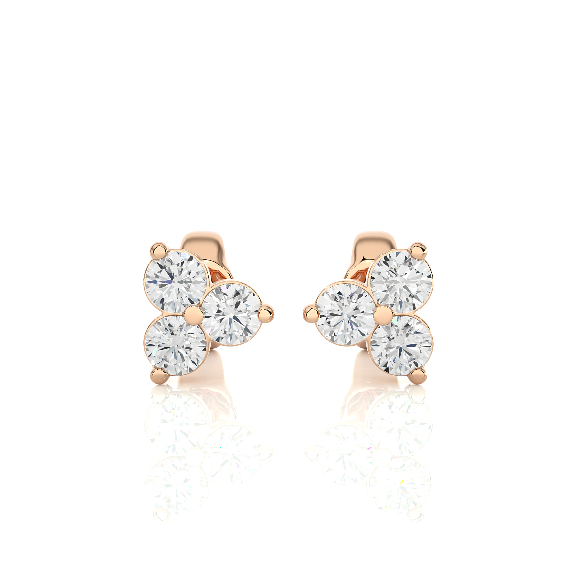 Triple Diamond Stud Earrings
