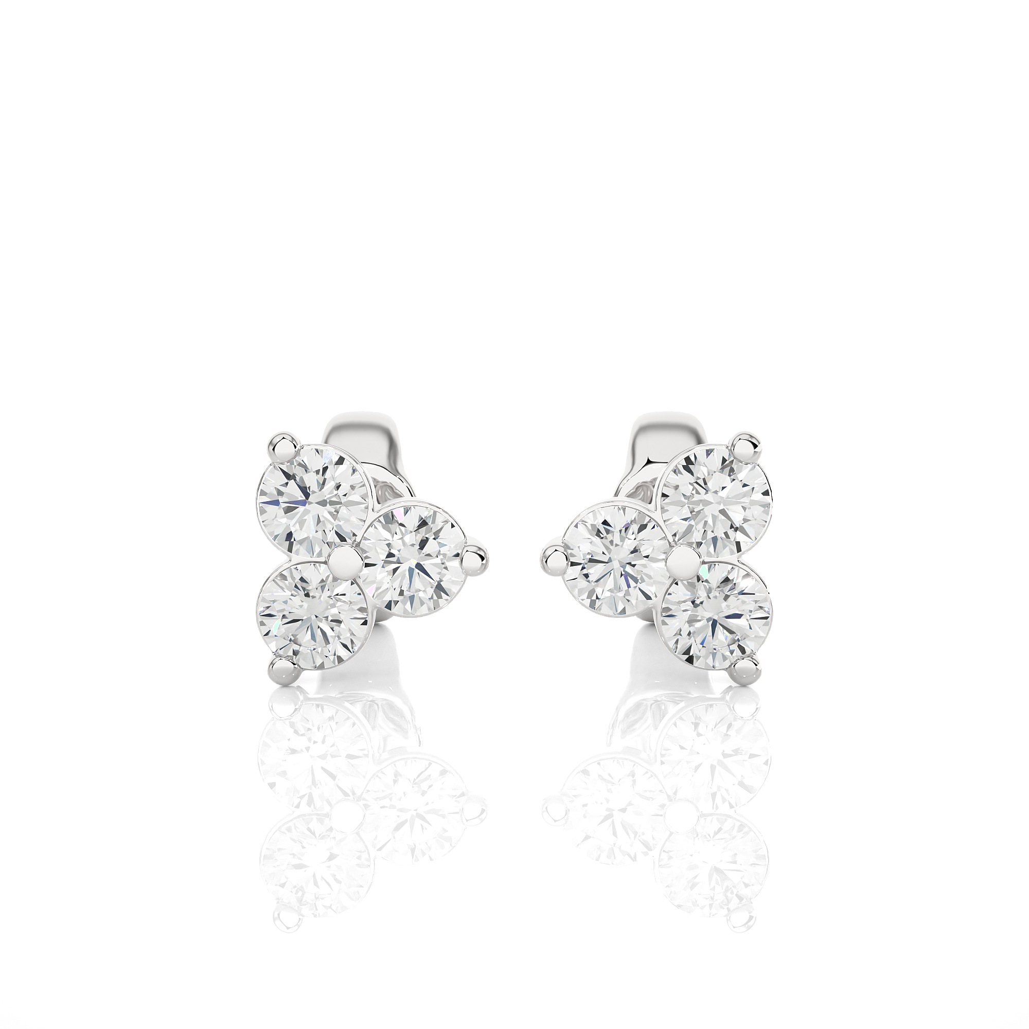 Triple Diamond Stud Earrings
