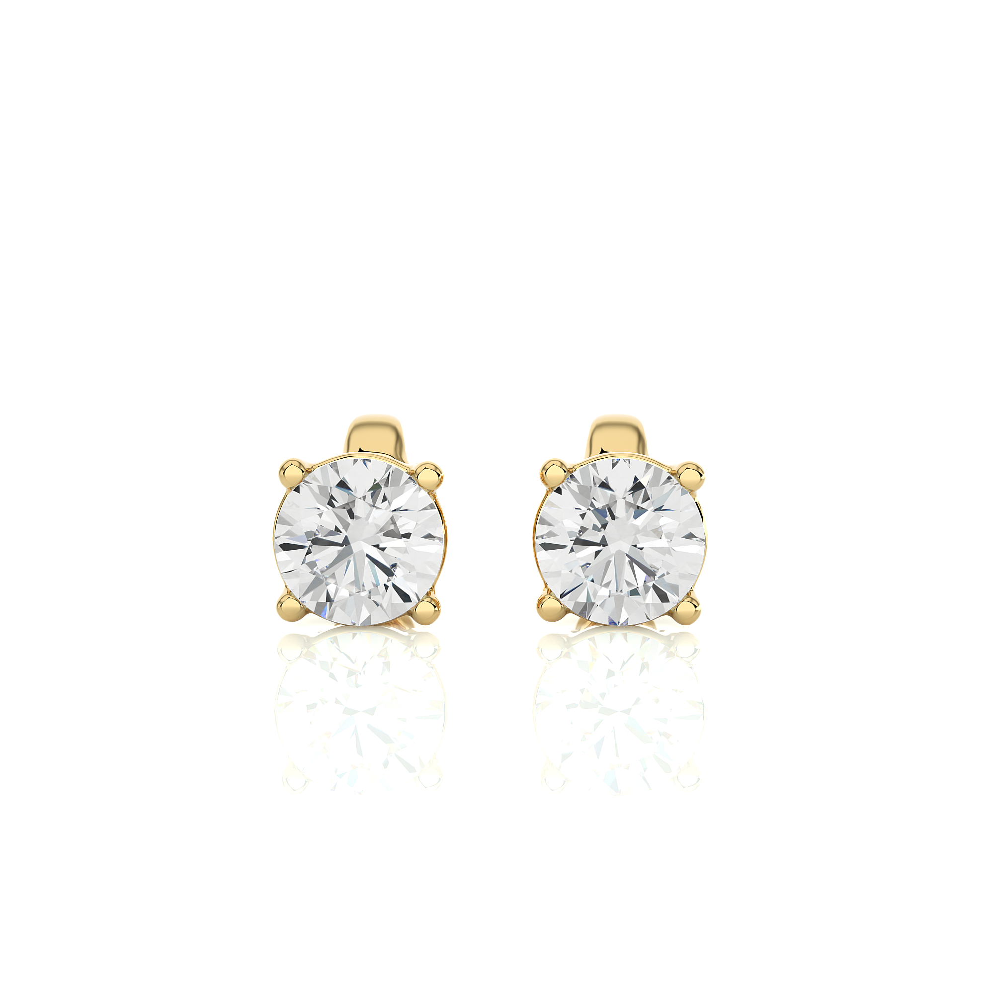 4 Prong Set Round Diamond Stud Earrings