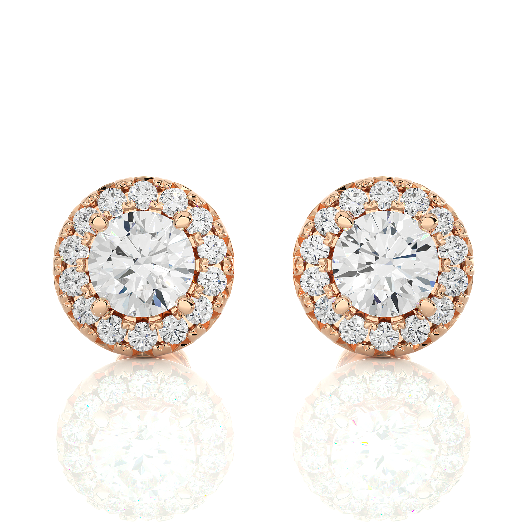  Classic Round Diamond Halo Stud Earrings