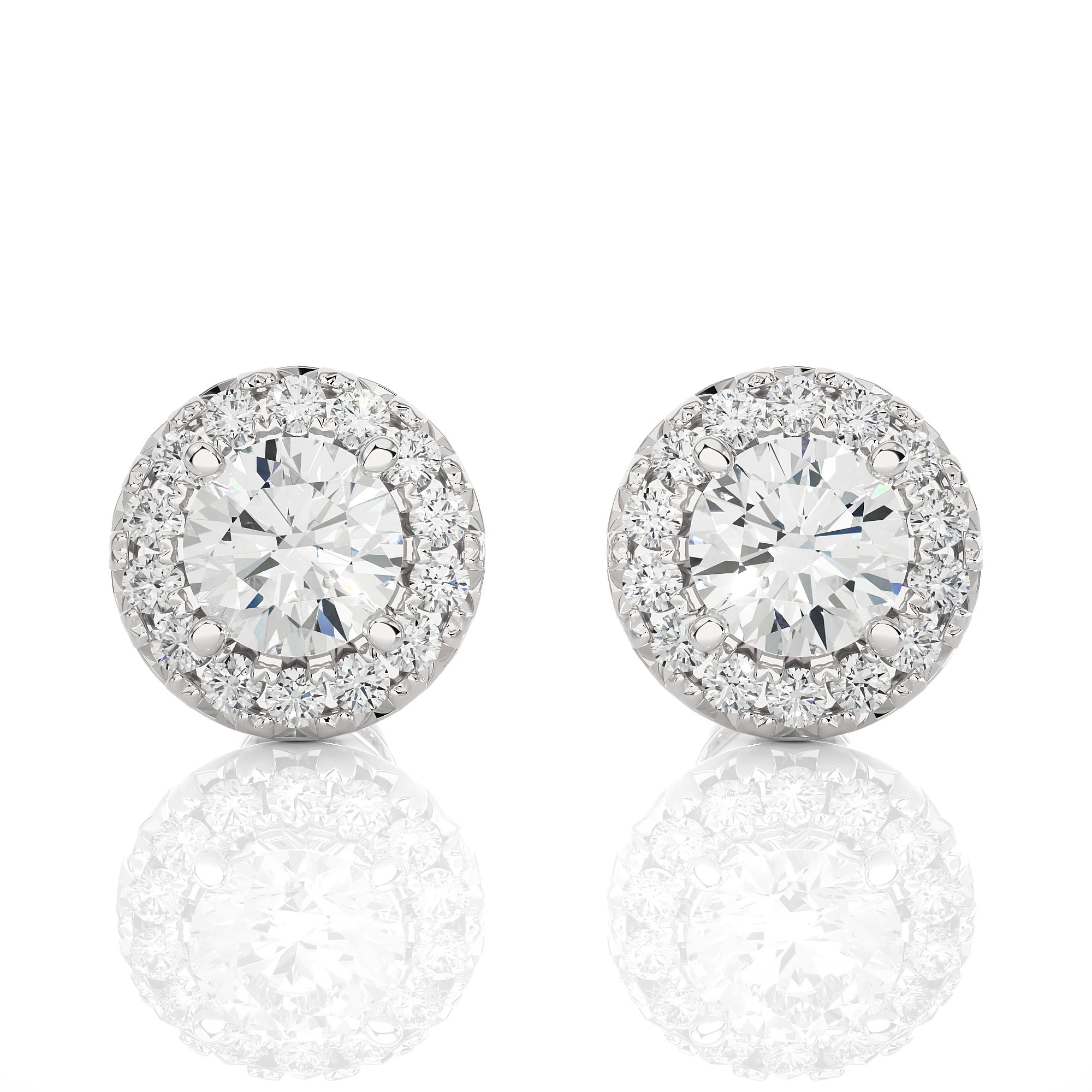  Classic Round Diamond Halo Stud Earrings