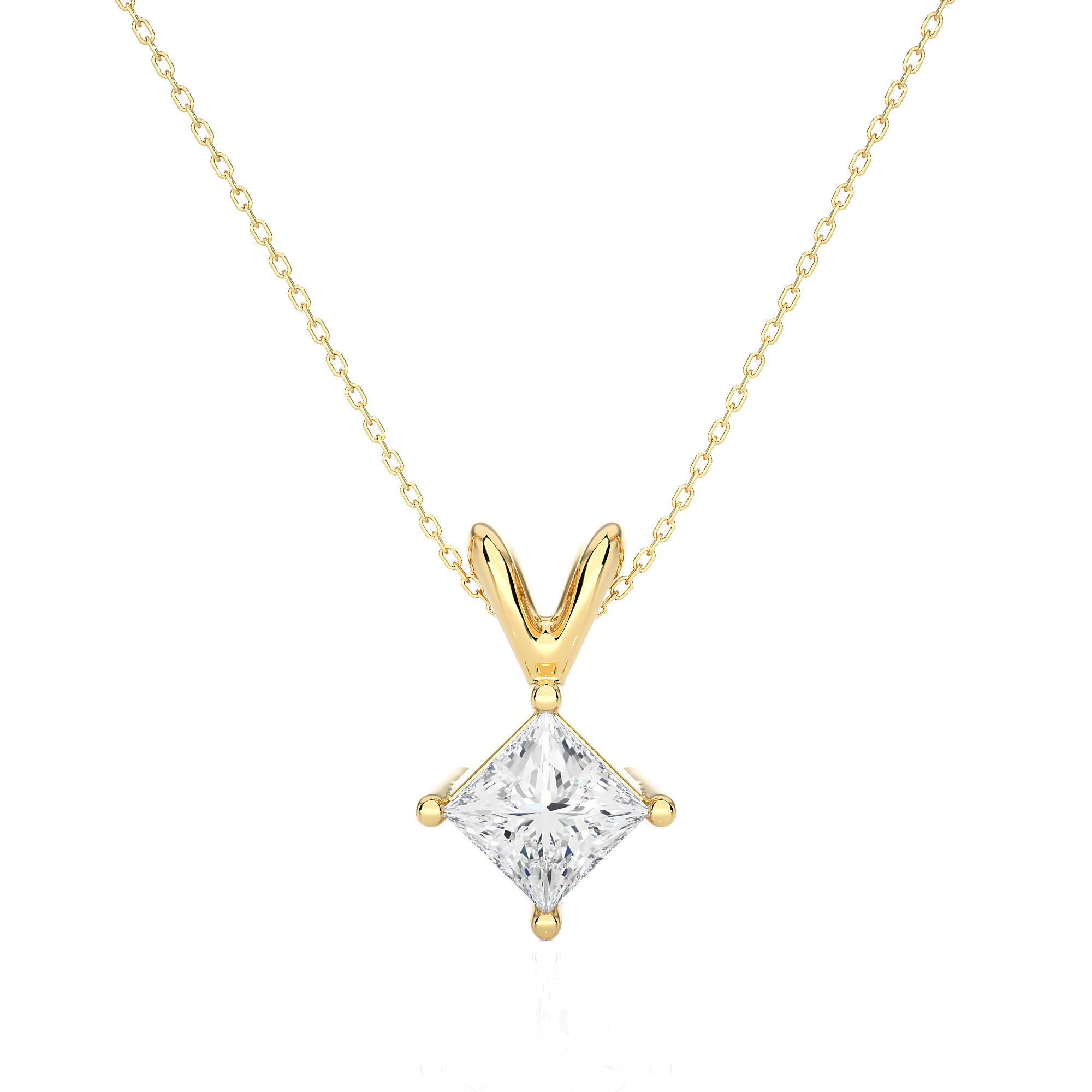Princess-Cut Diamond Pendant Necklace