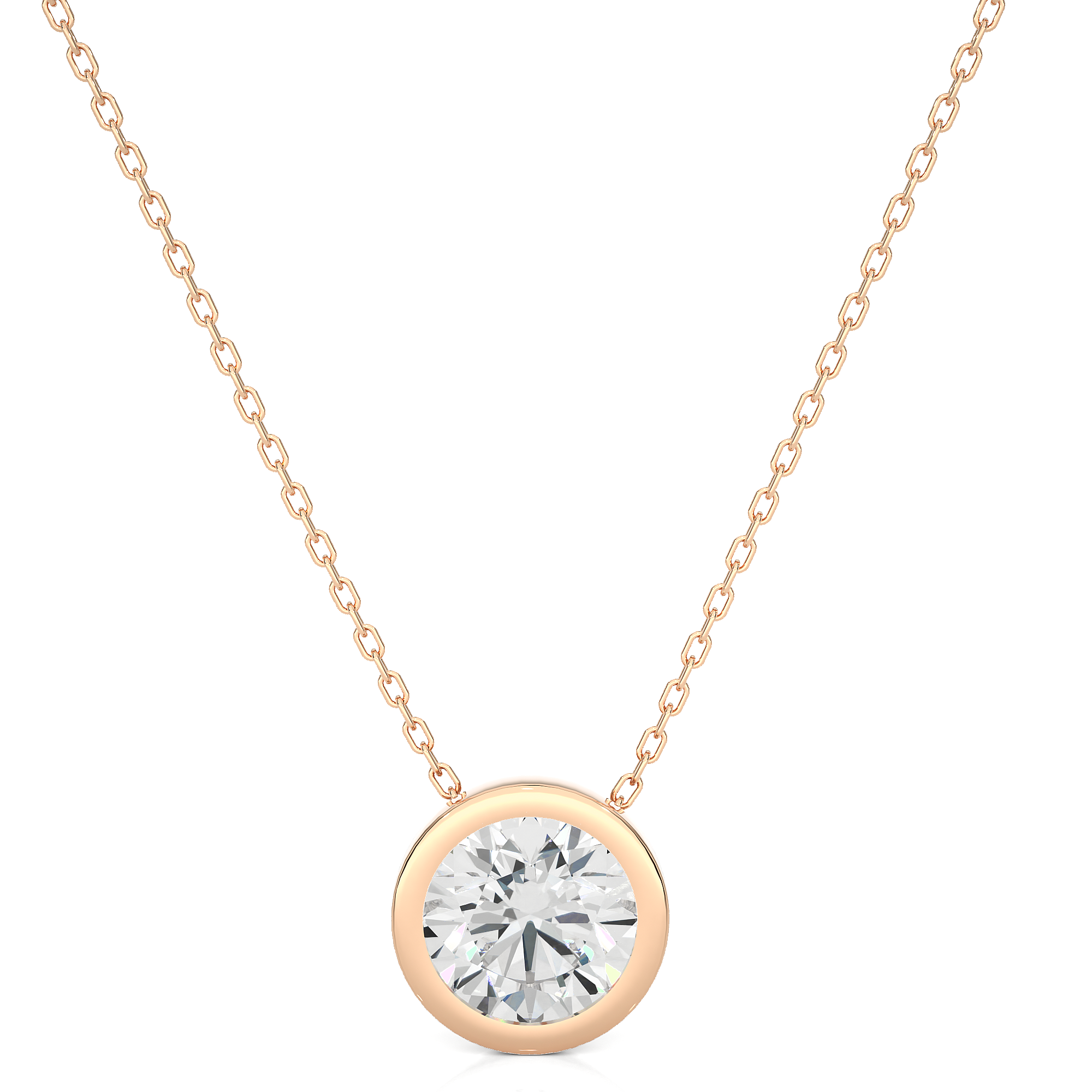 Bezel-Set Round Diamond Solitaire Pendant