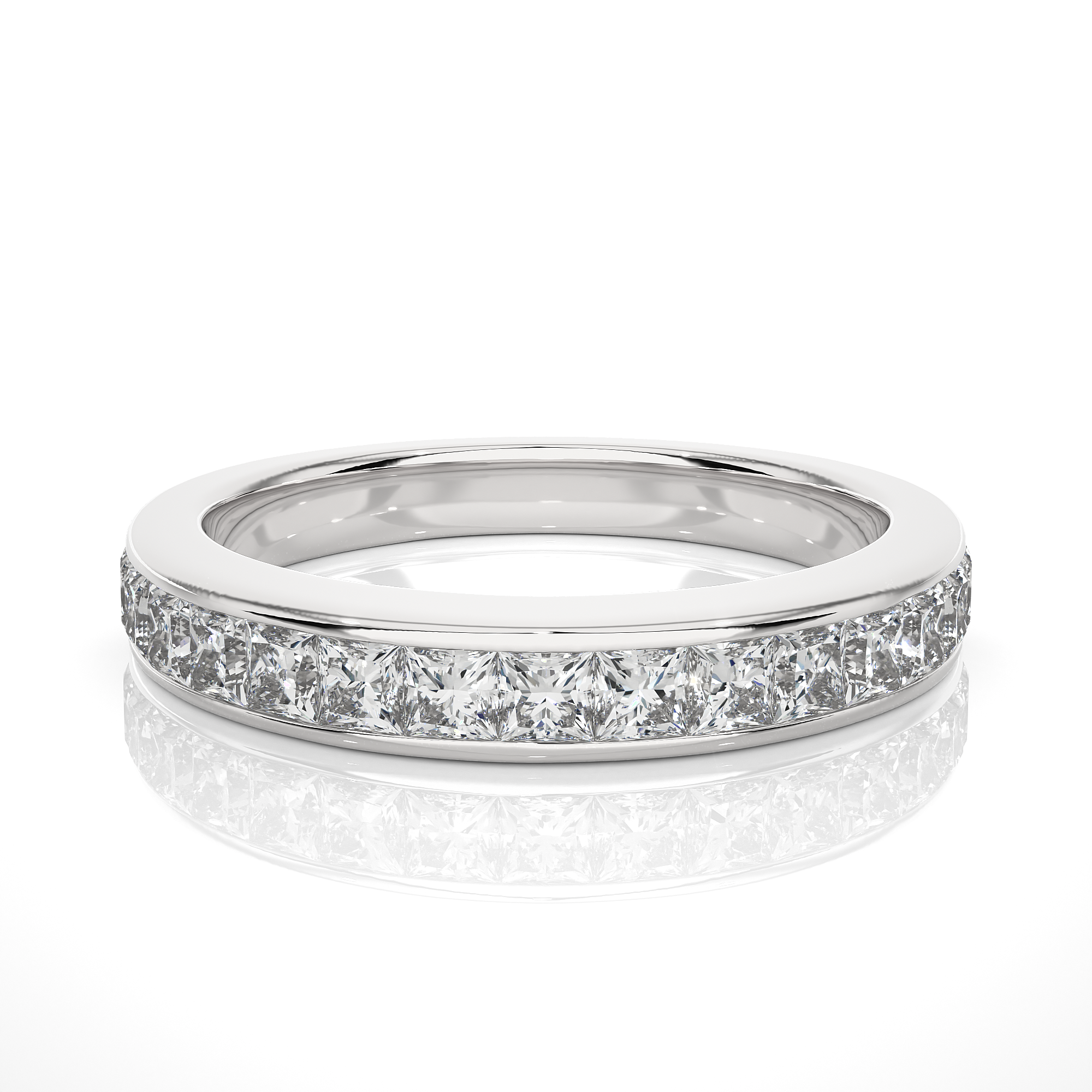 Channel Set Princess Cut Diamond Eternity Band